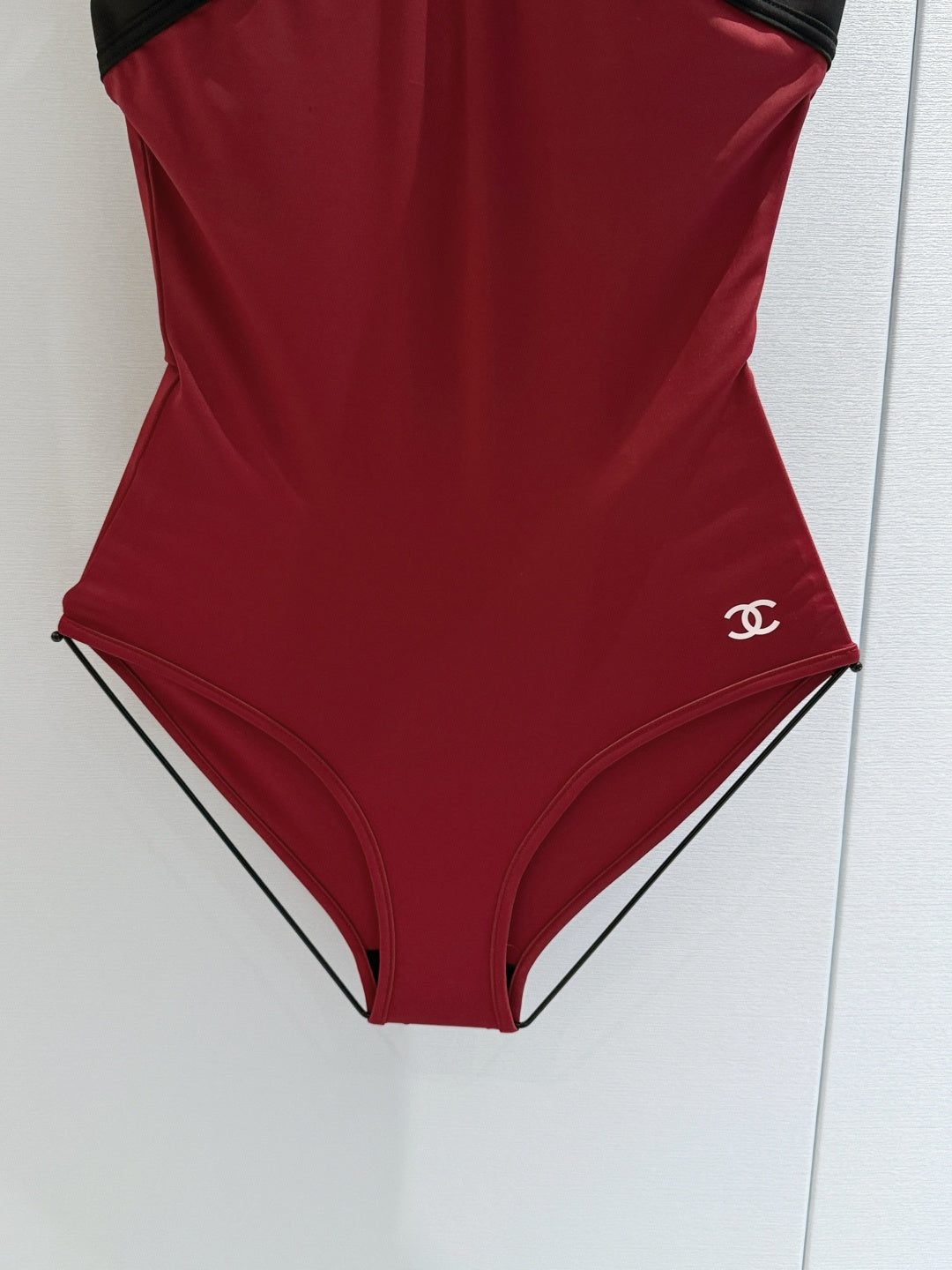 Chanel 2026 One-piece Swimsuit Dark Red mix Black Cotton 670050