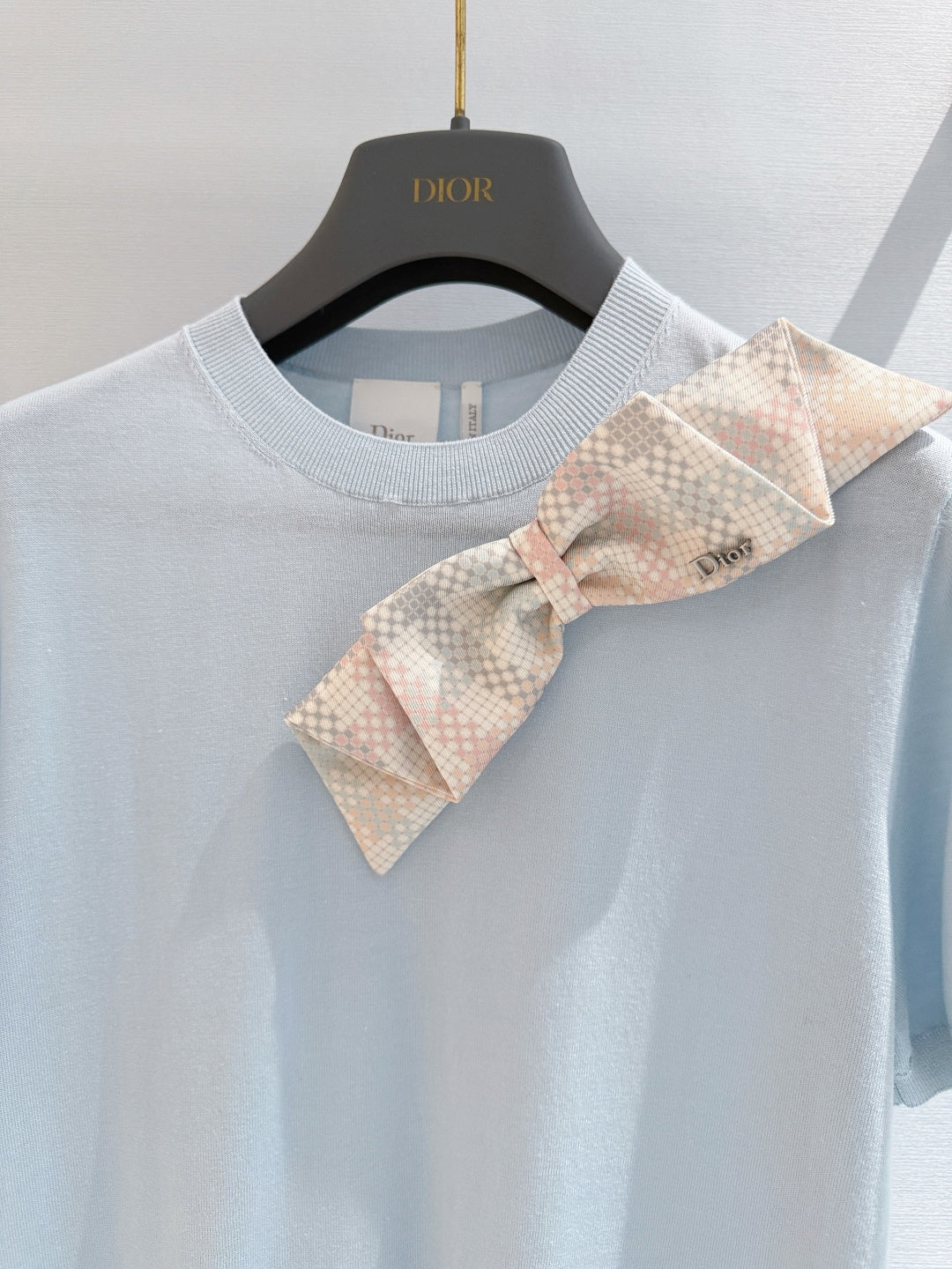 Dior 2026 Bow T-shirt Blue Cotton 724418