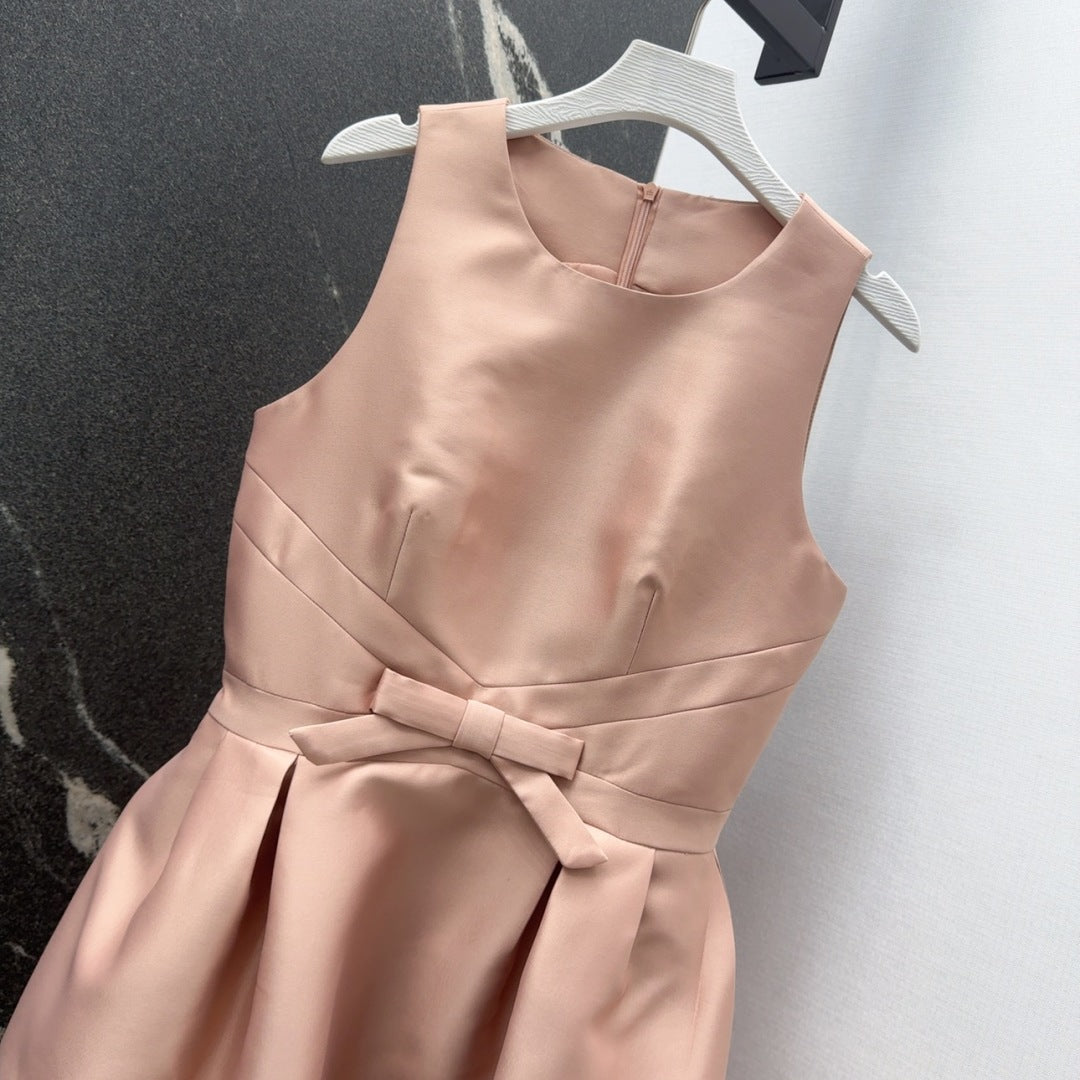 CD 25 Bow Sleeveless Mini Dress Pink Satin