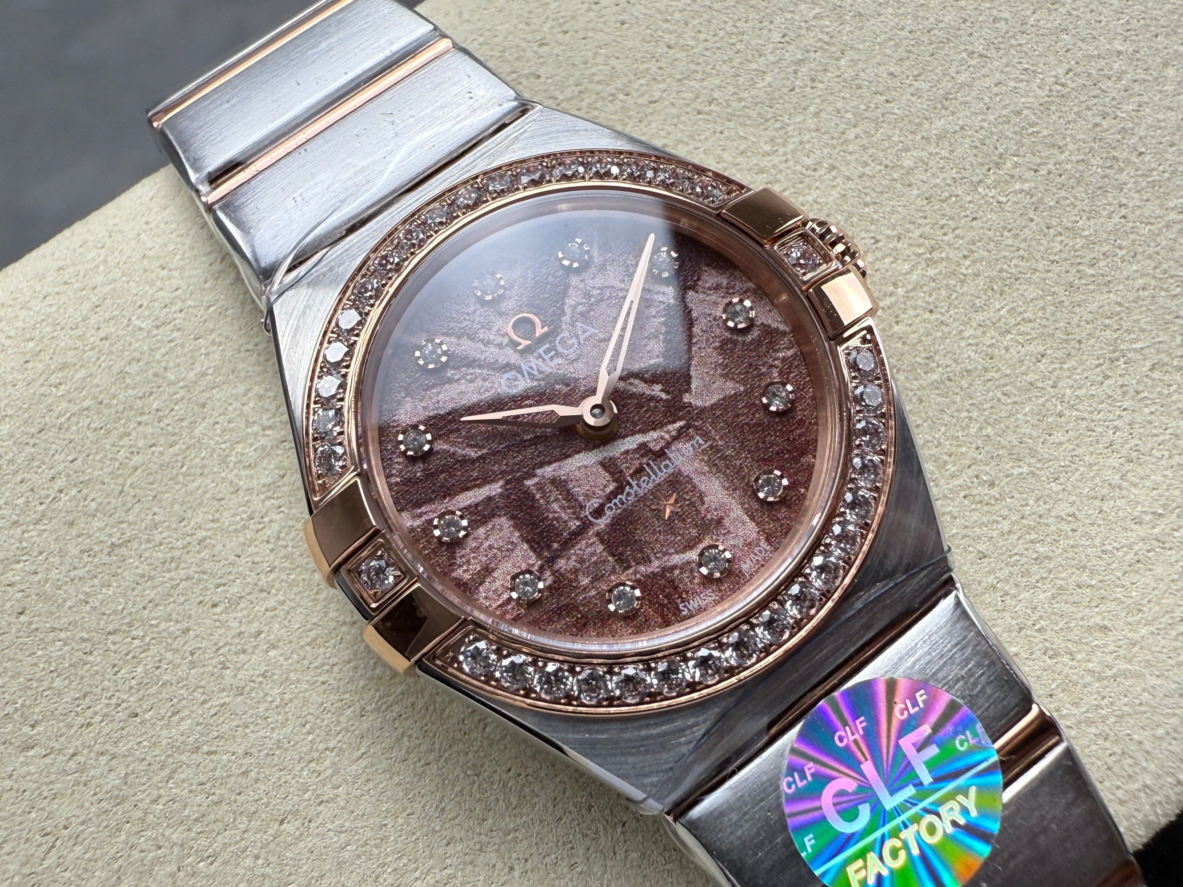 Omega Constellation 28mm Swiss Quartz Purple Meteorite Dial Watch