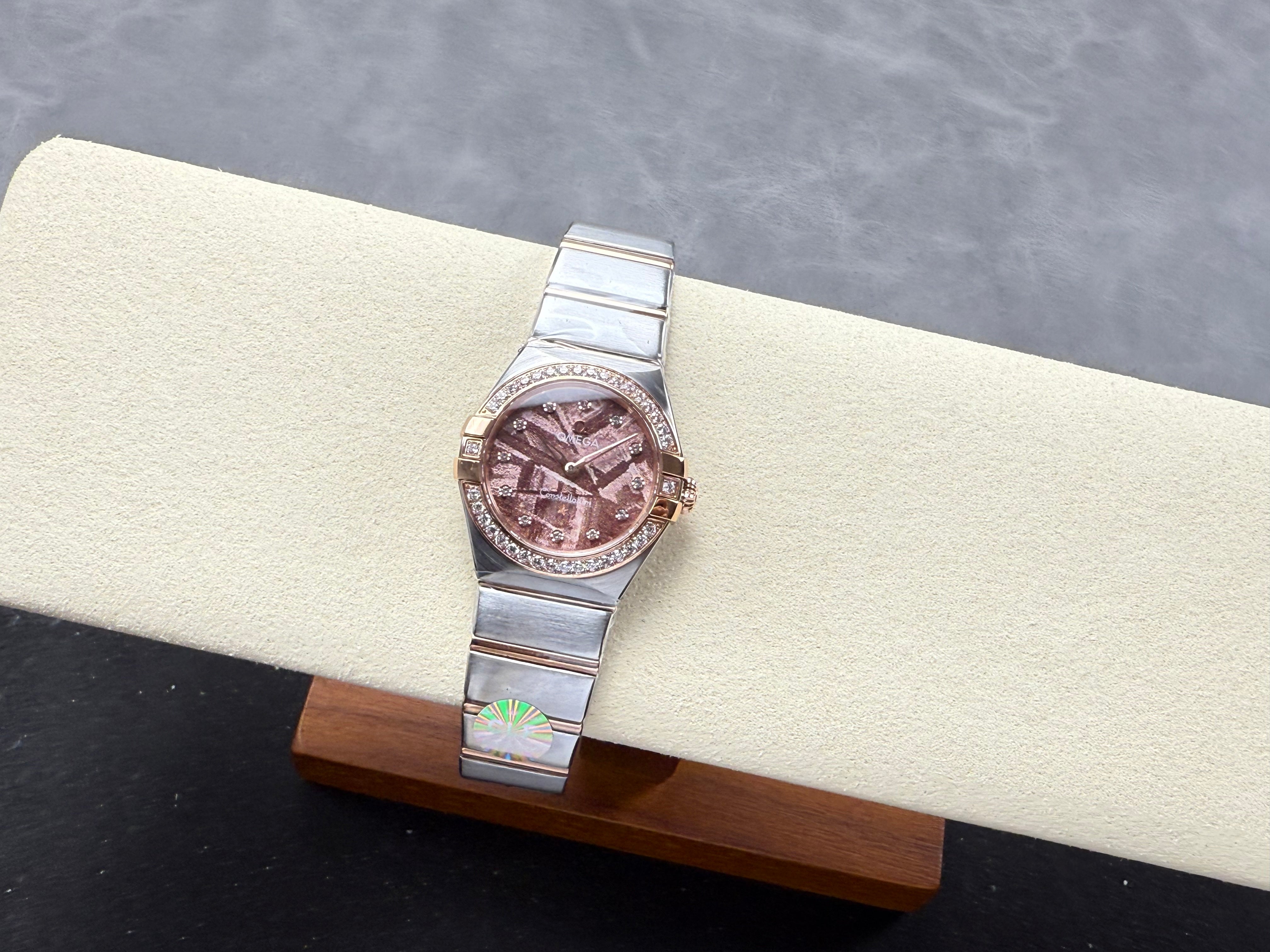 Omega Constellation 28mm Swiss Quartz Purple Meteorite Dial Watch