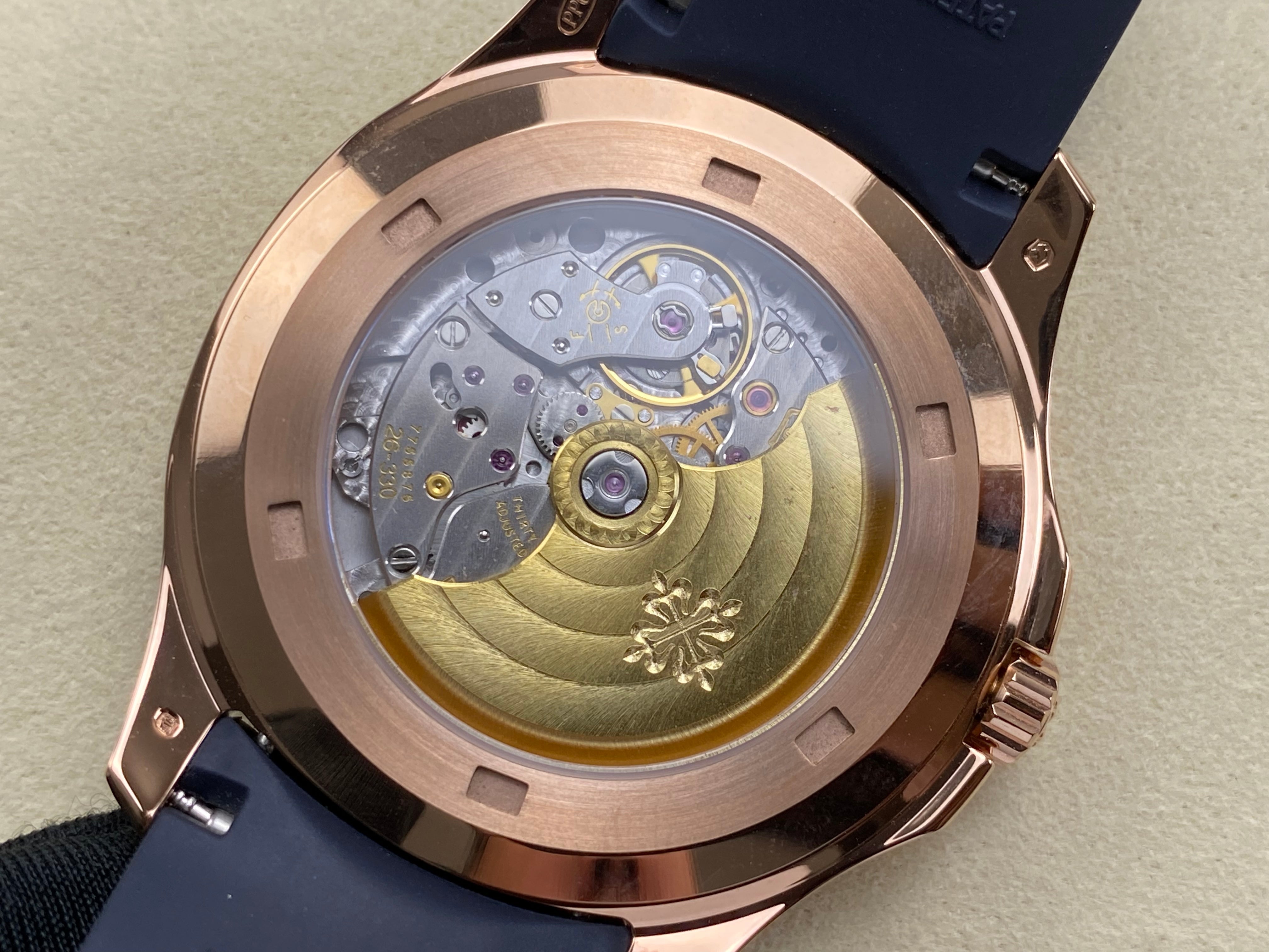 Patek Philippe Aquanaut 40mm Blue Dial Rose Gold Case Blue Rubber Strap
