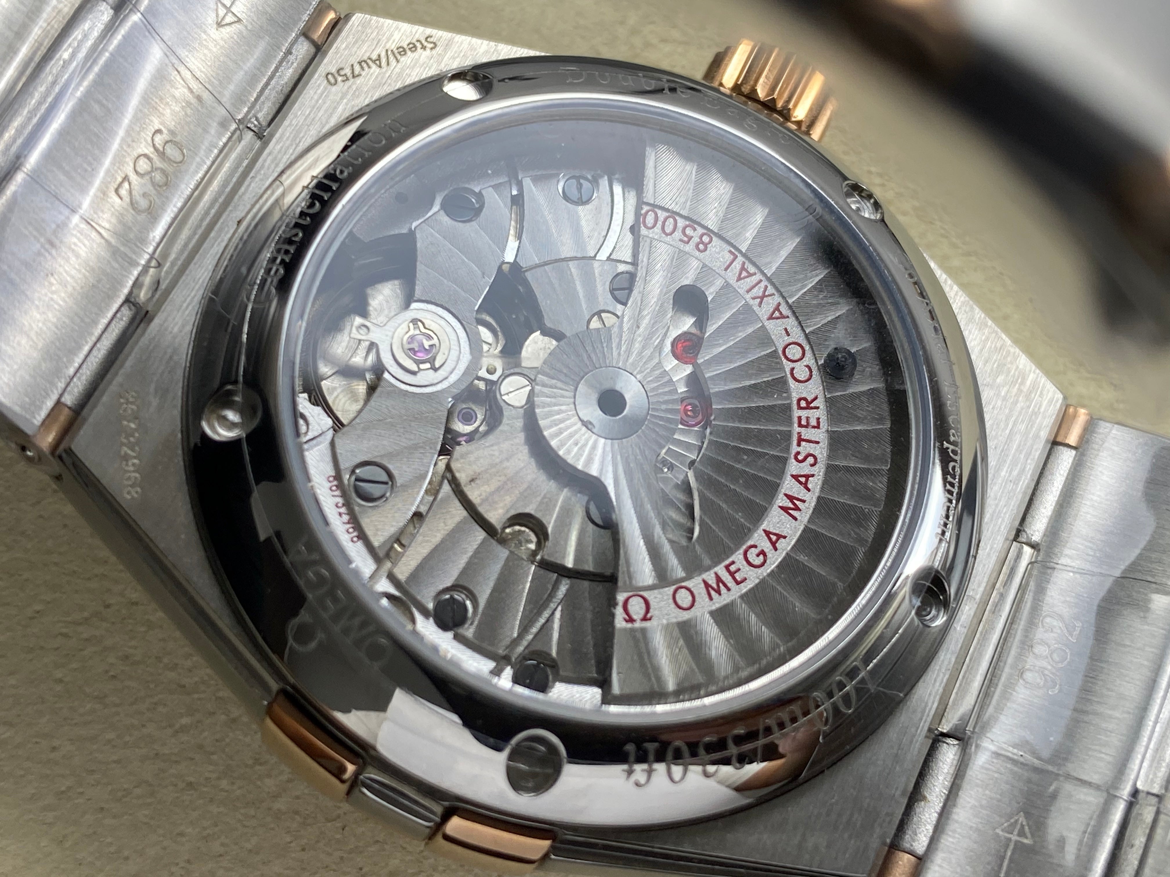 Omega Constellation Co-Axial Chronometer 38mm Pink Gold Steel Case Brown Dial