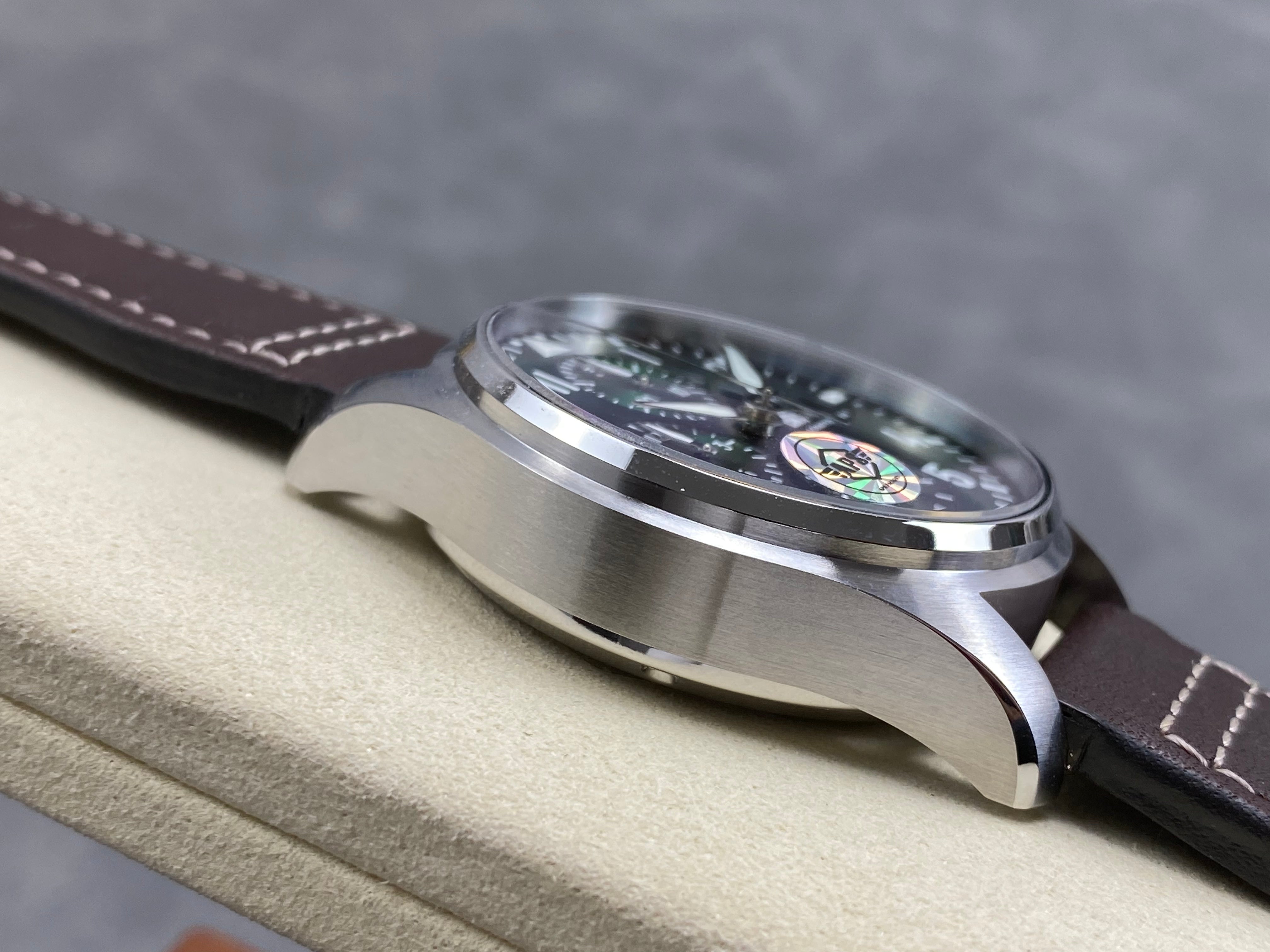 IWC Schaffhausen Pilot's 41mm Green Dial Brown Leather Strap