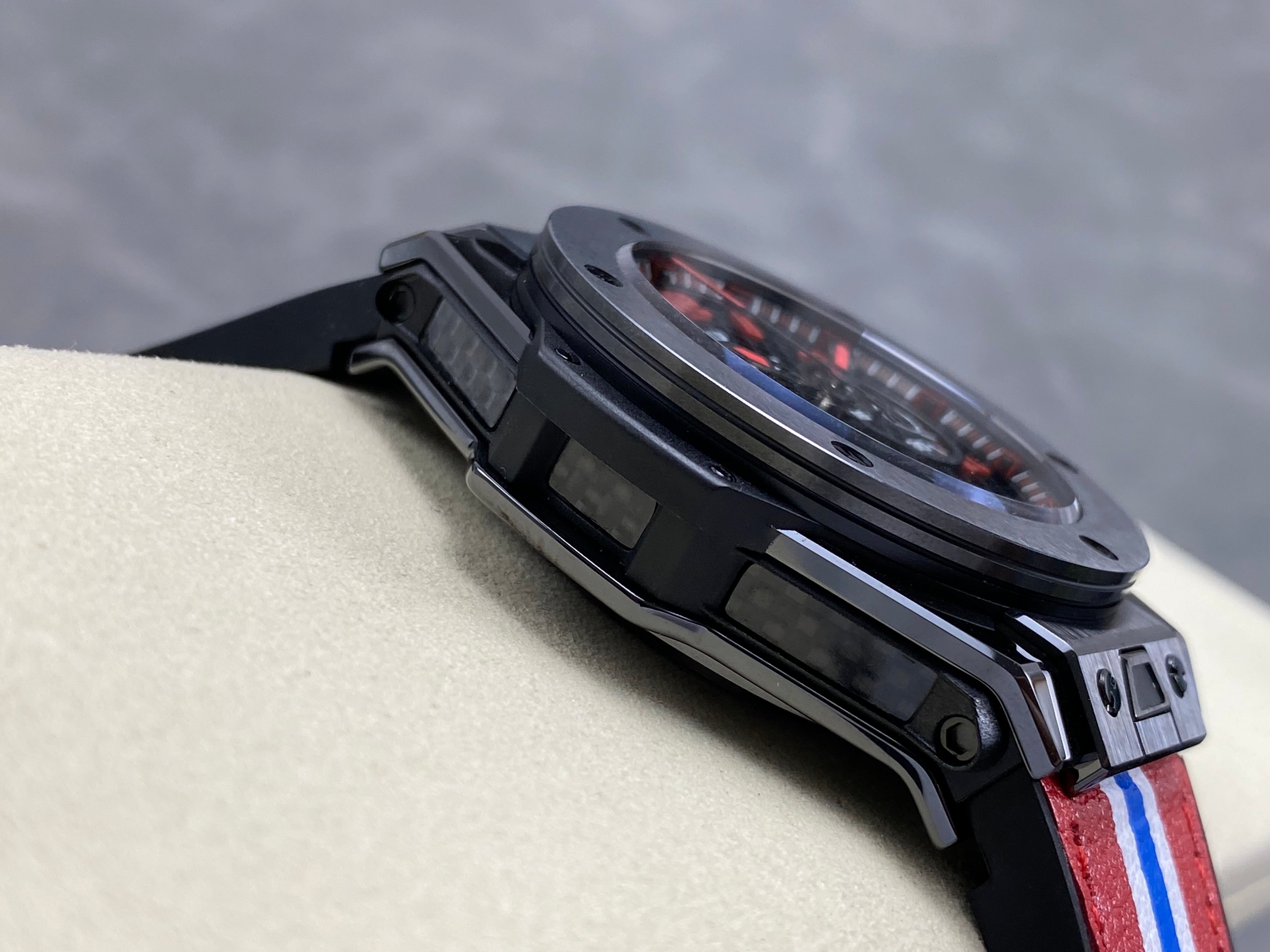 Hublot Big Bang Ferrari Ceramic Watch 45mm Red Blue Leather Strap