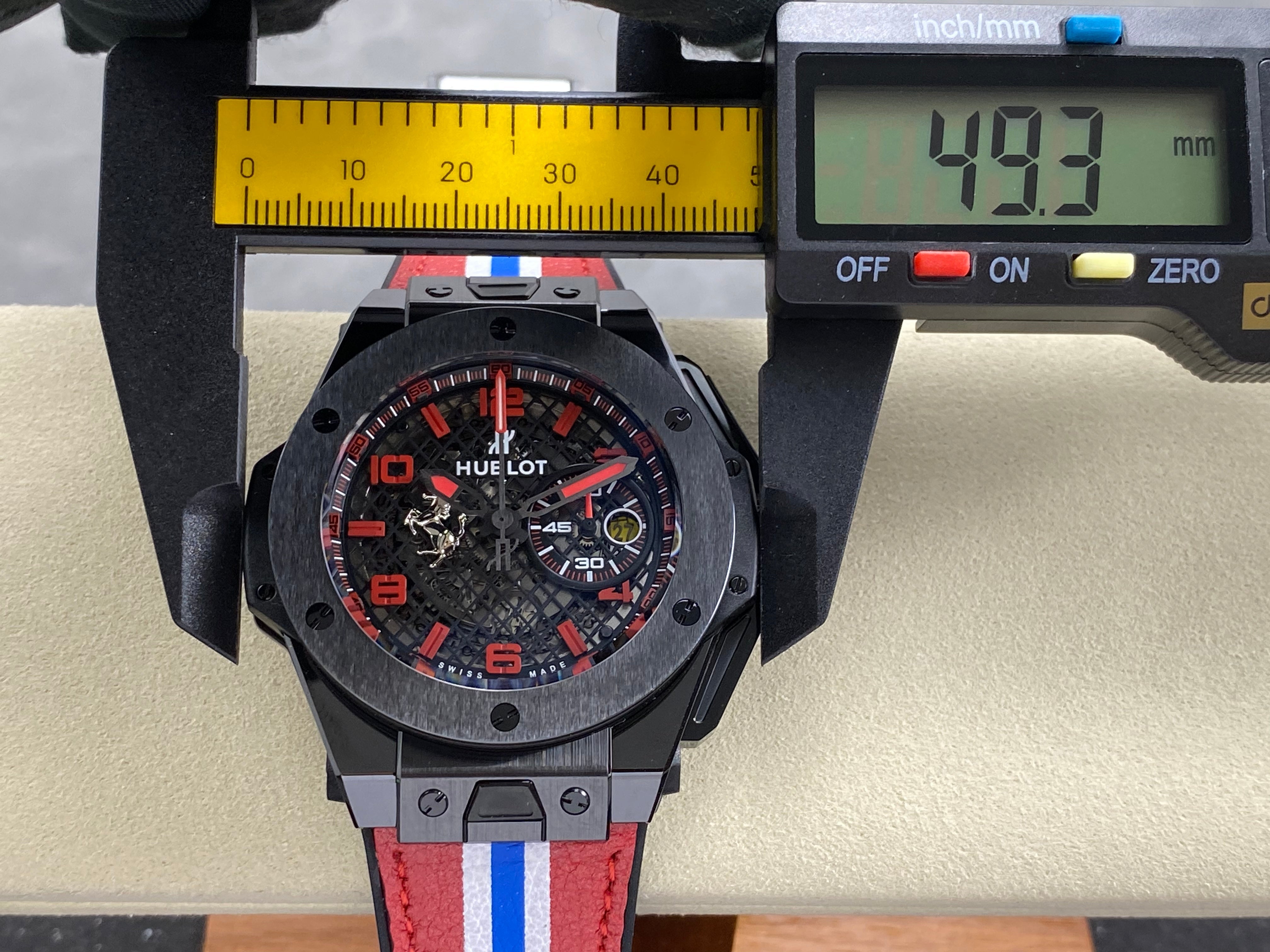 Hublot Big Bang Ferrari Ceramic Watch 45mm Red Blue Leather Strap