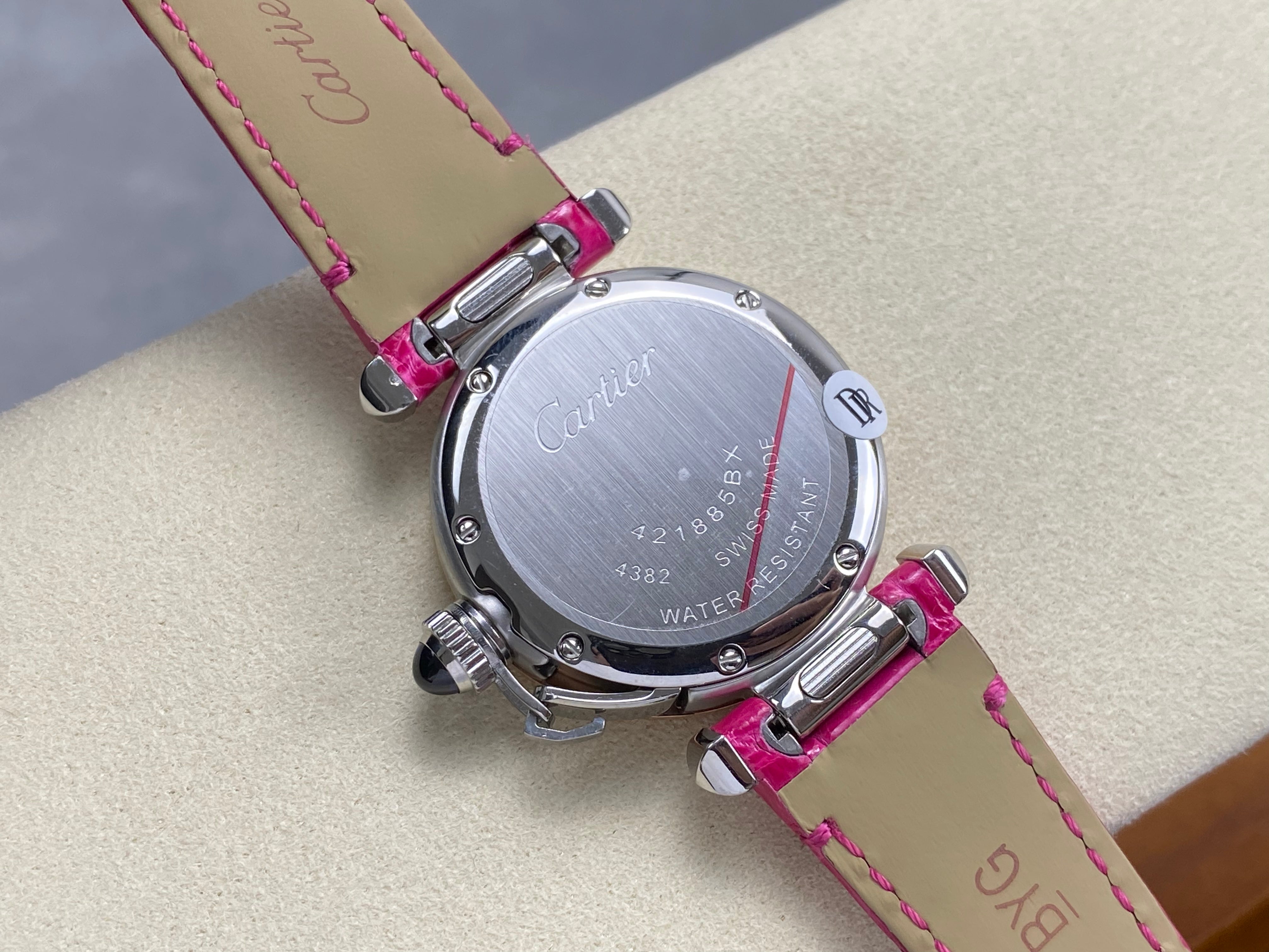 Cartier Pasha 30mm White Dial Pink Gold Case Leather