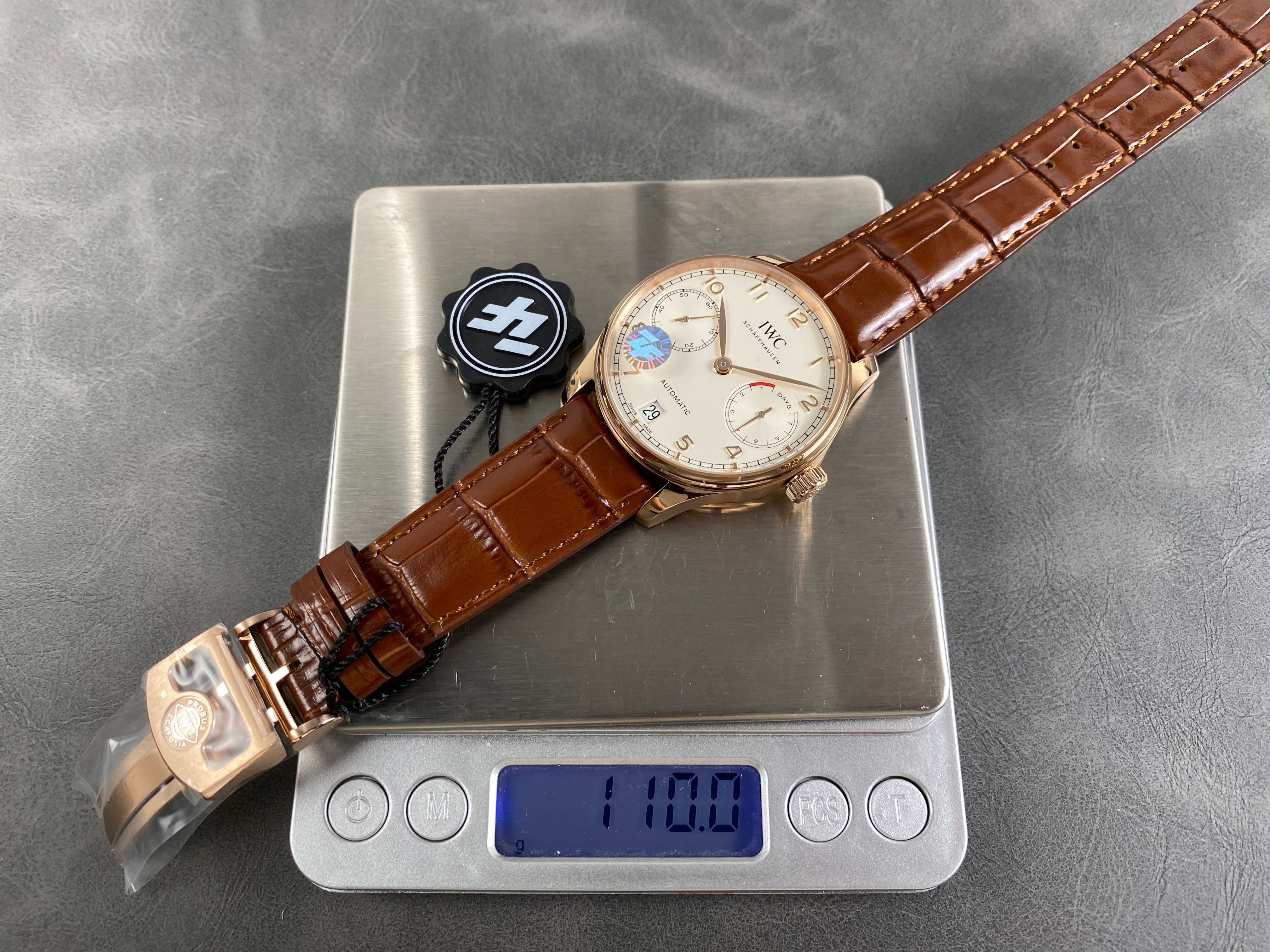 IWC Portuguese 42mm Cream Dial Pink Gold Case Leather
