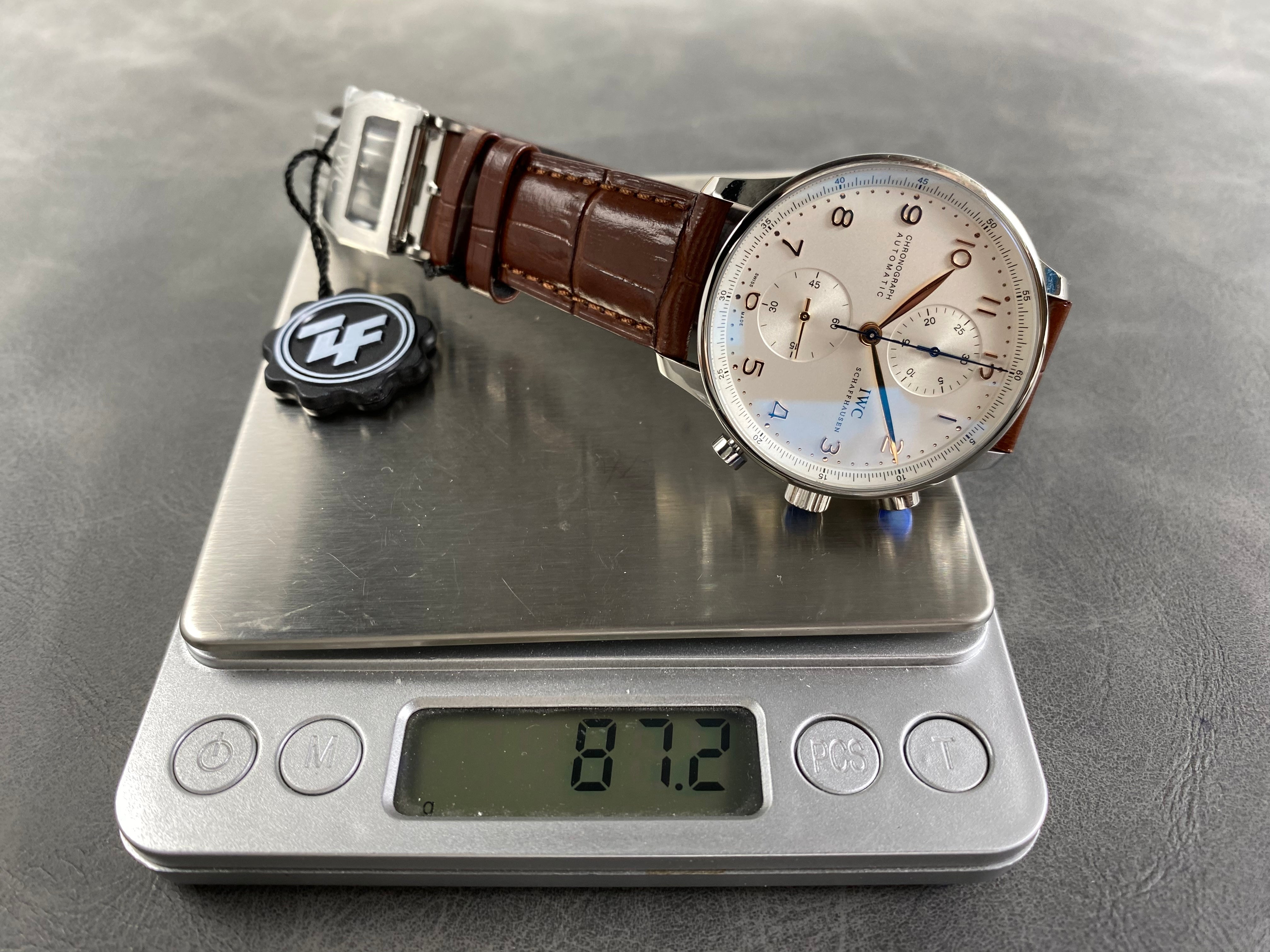 IWC Portuguese Chronograph 41mm White Dial Brown Leather Strap
