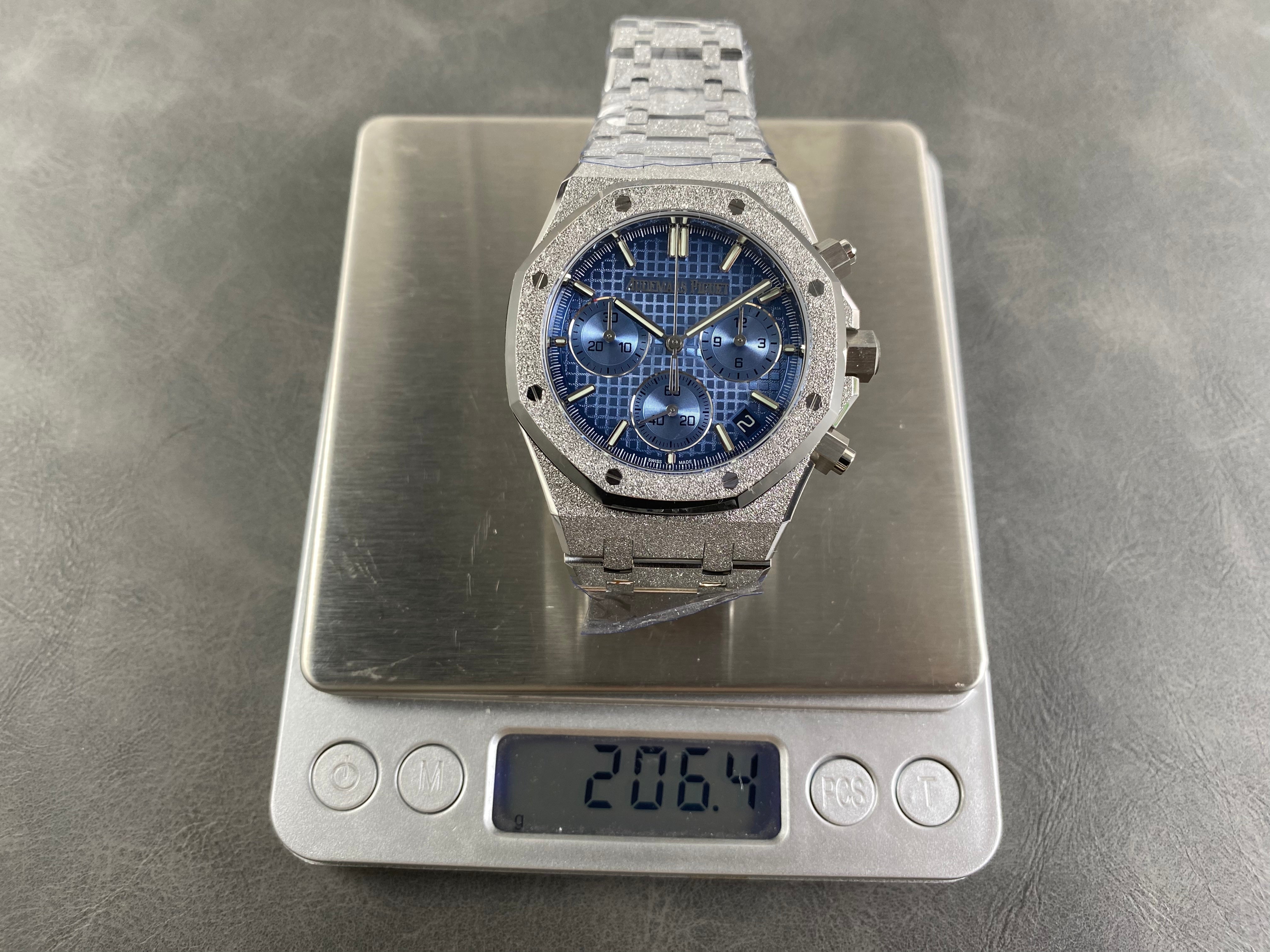 Audemars Piguet Royal Oak Chronograph 41mm Frosted Steel Case Blue Dial