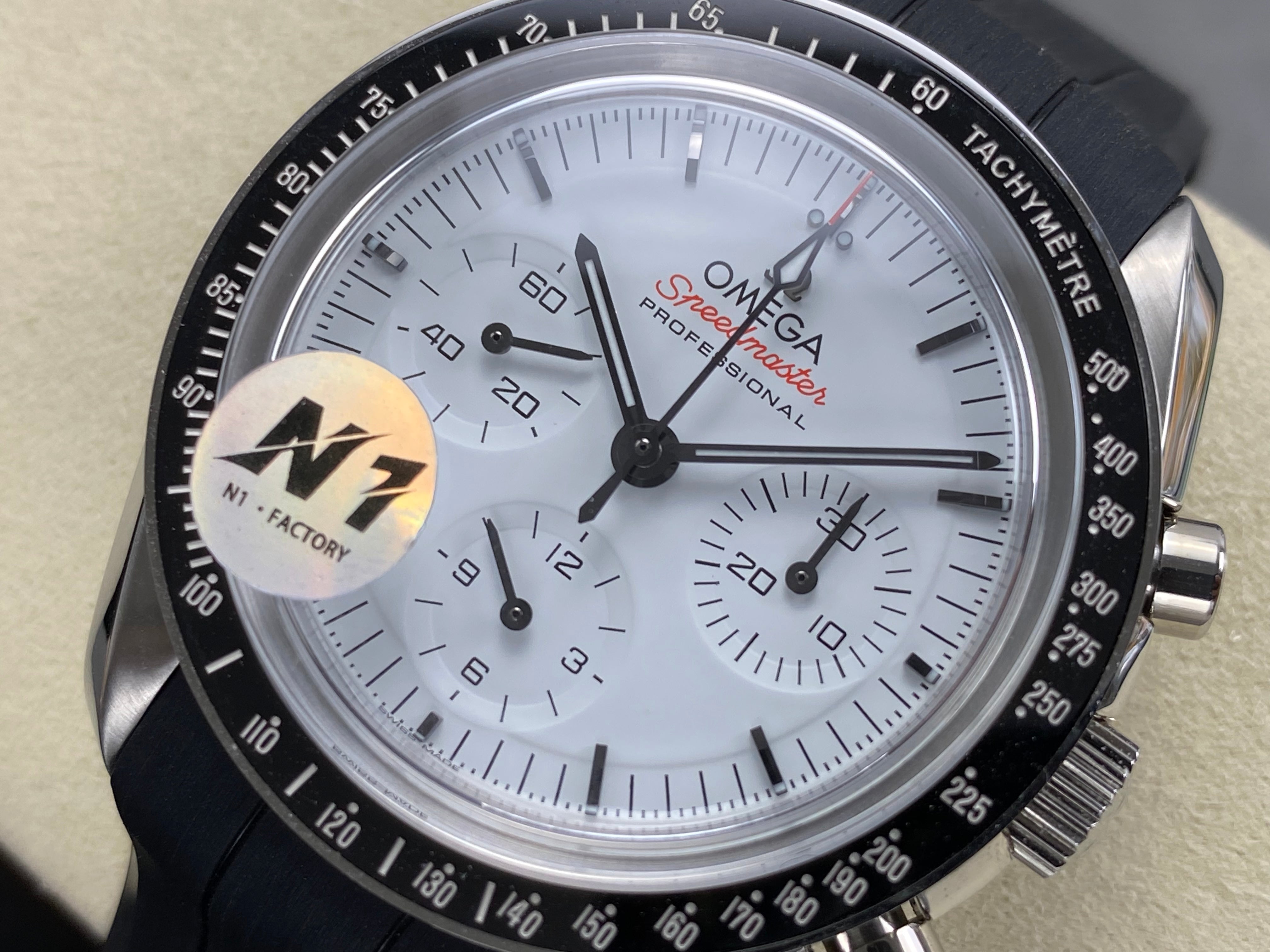 Omega Speedmaster Professional Moonwatch 42mm White Dial Black Rubber Strap