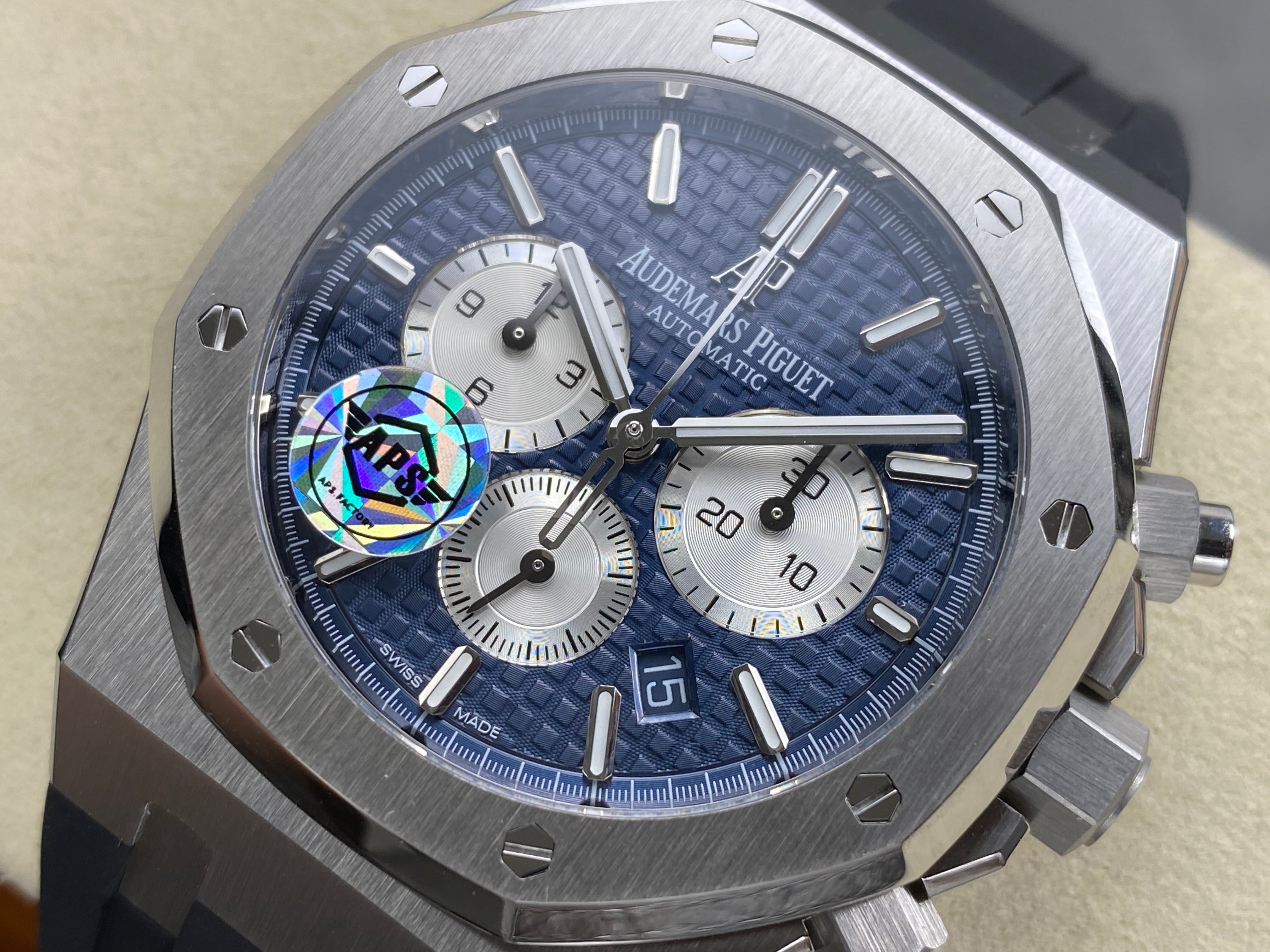 Audemars Piguet Royal Oak Chronograph 41mm Blue Dial Rubber Strap
