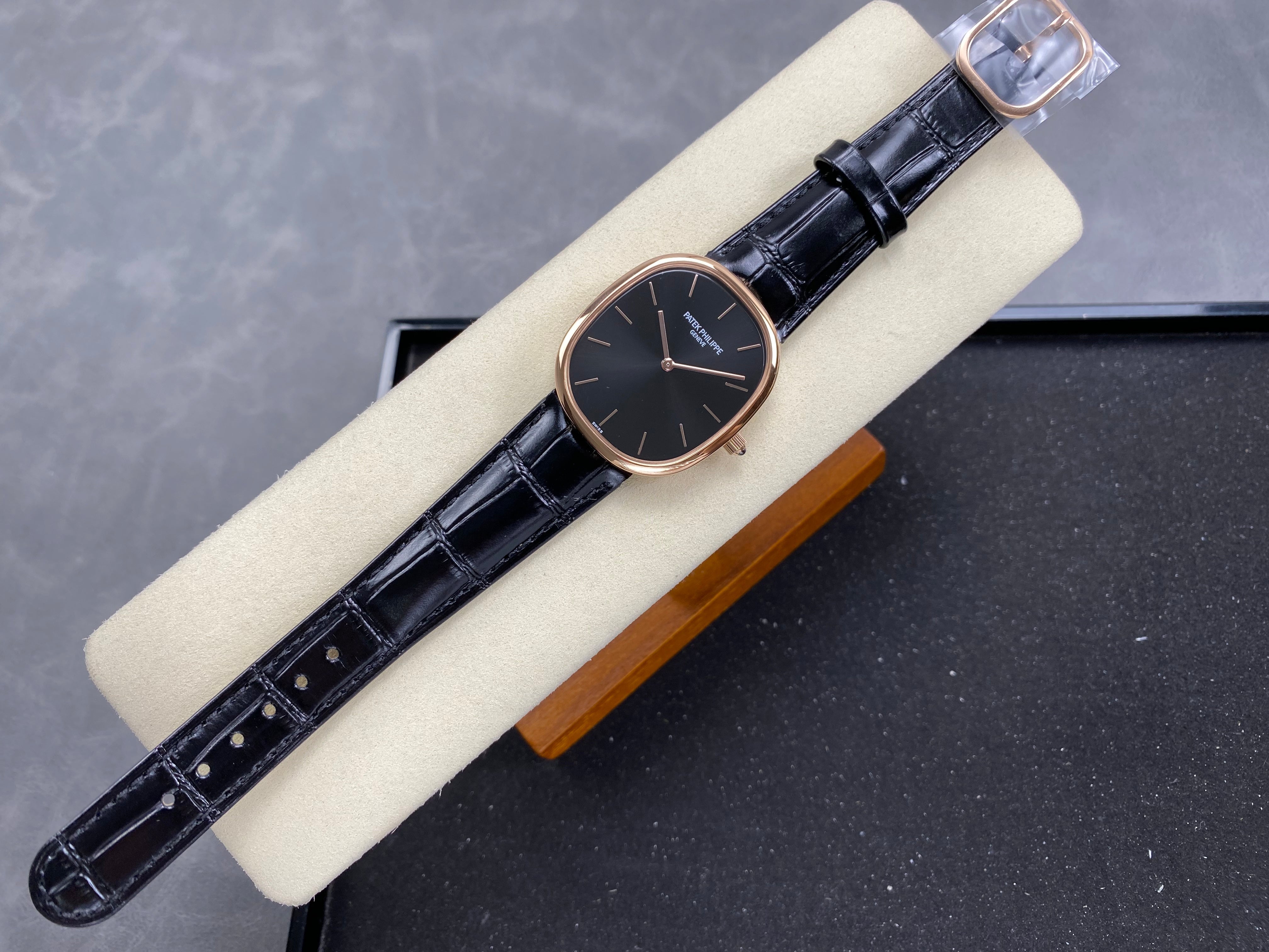 Patek Philippe Golden Ellipse 40mm Black Dial Rose Gold Case