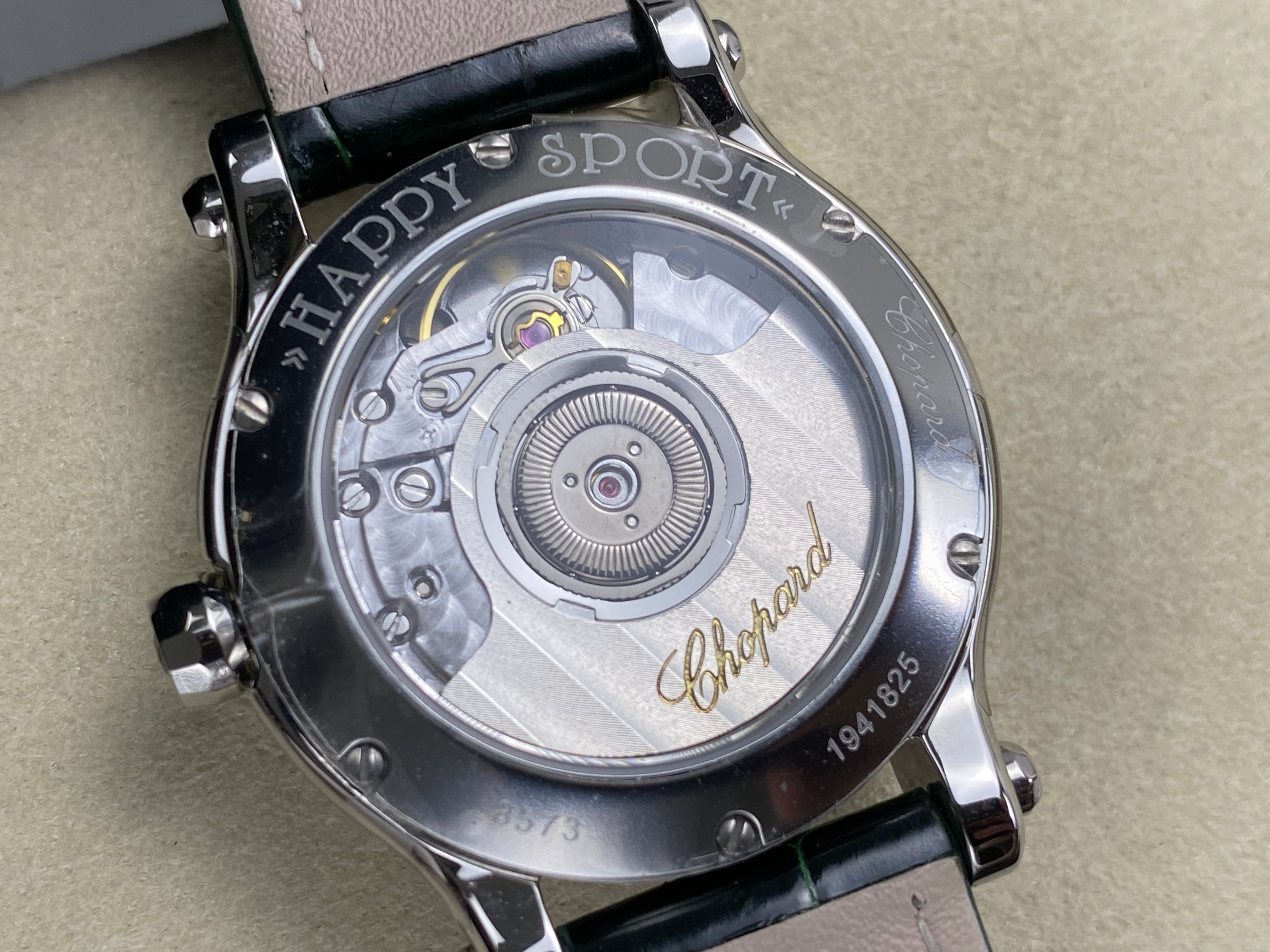 Chopard Happy Sport 30mm Green Diamond Dial Black Green Leather