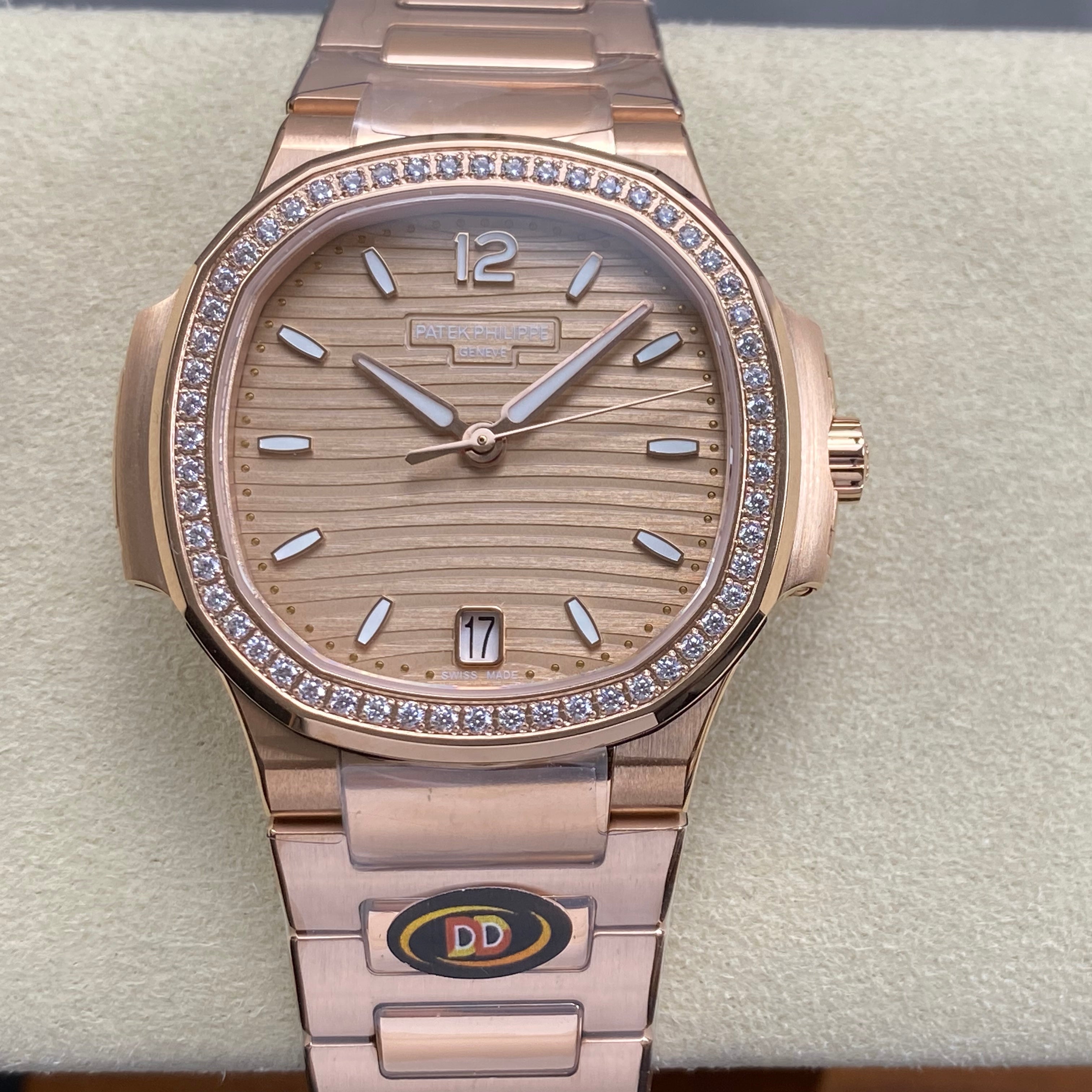 Patek Philippe Nautilus 35.2mm Rose Gold Case Tan Dial