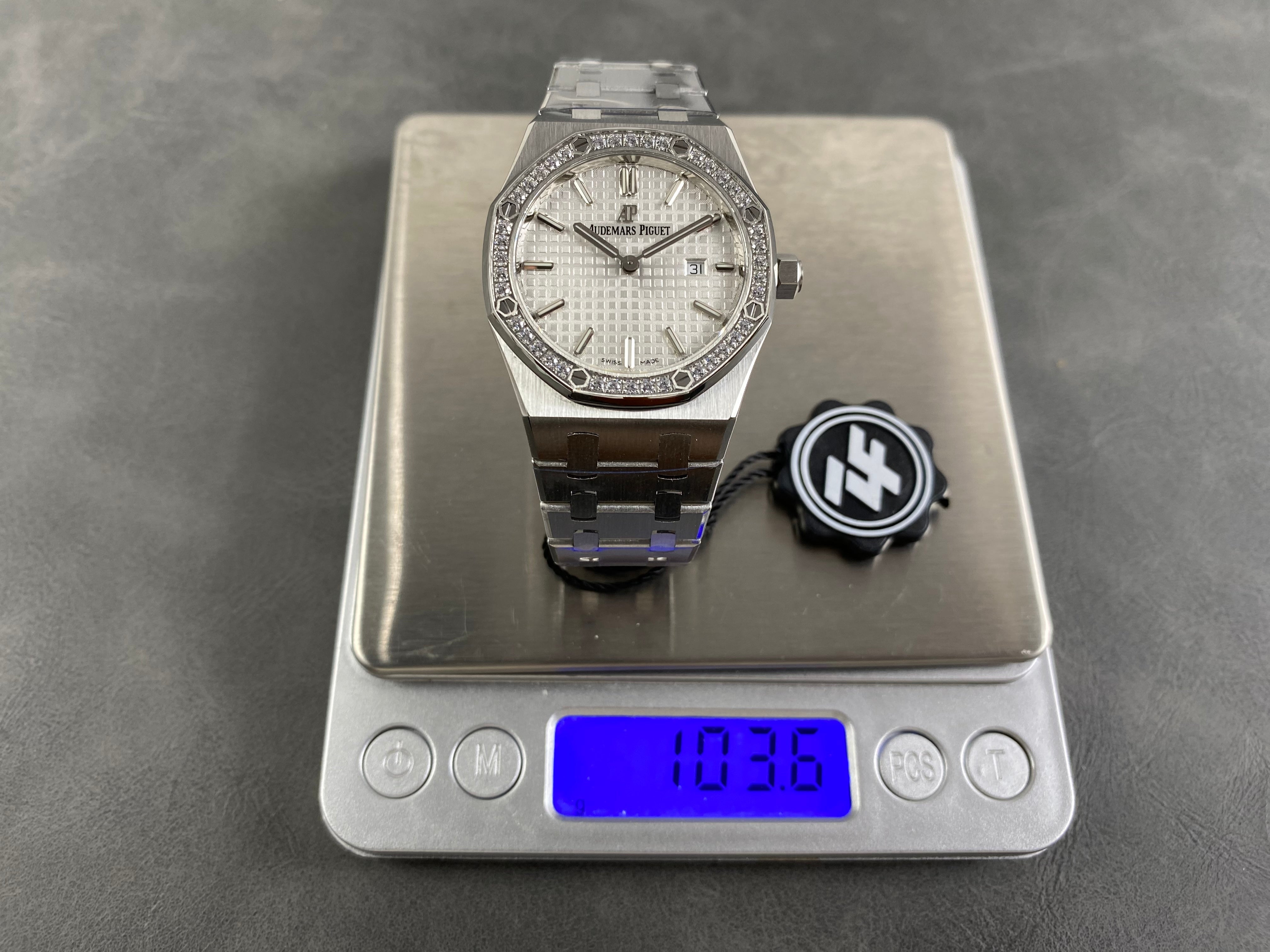 Audemars Piguet Royal Oak Lady 33mm Steel Case White Dial Diamond Bezel