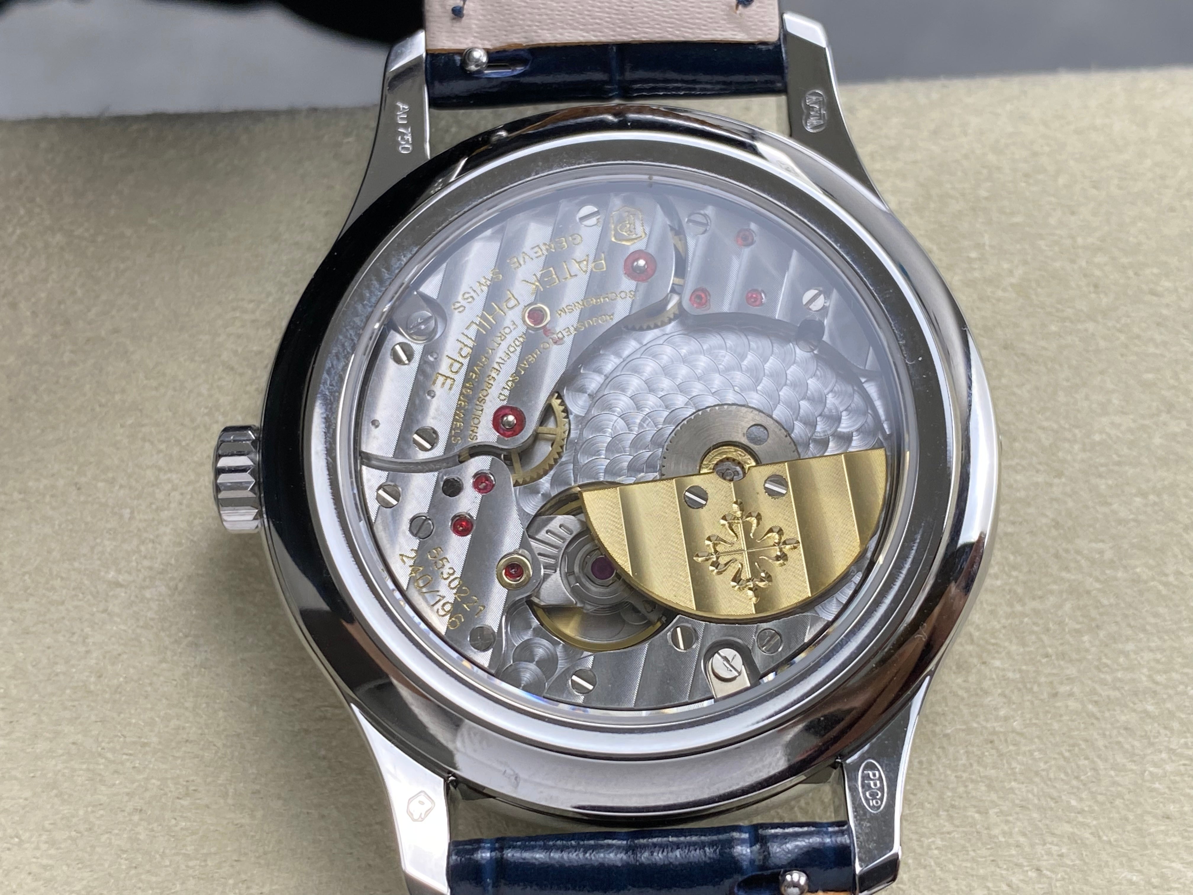 Patek Philippe Perpetual Calendar 39mm Blue Dial Blue Leather Strap