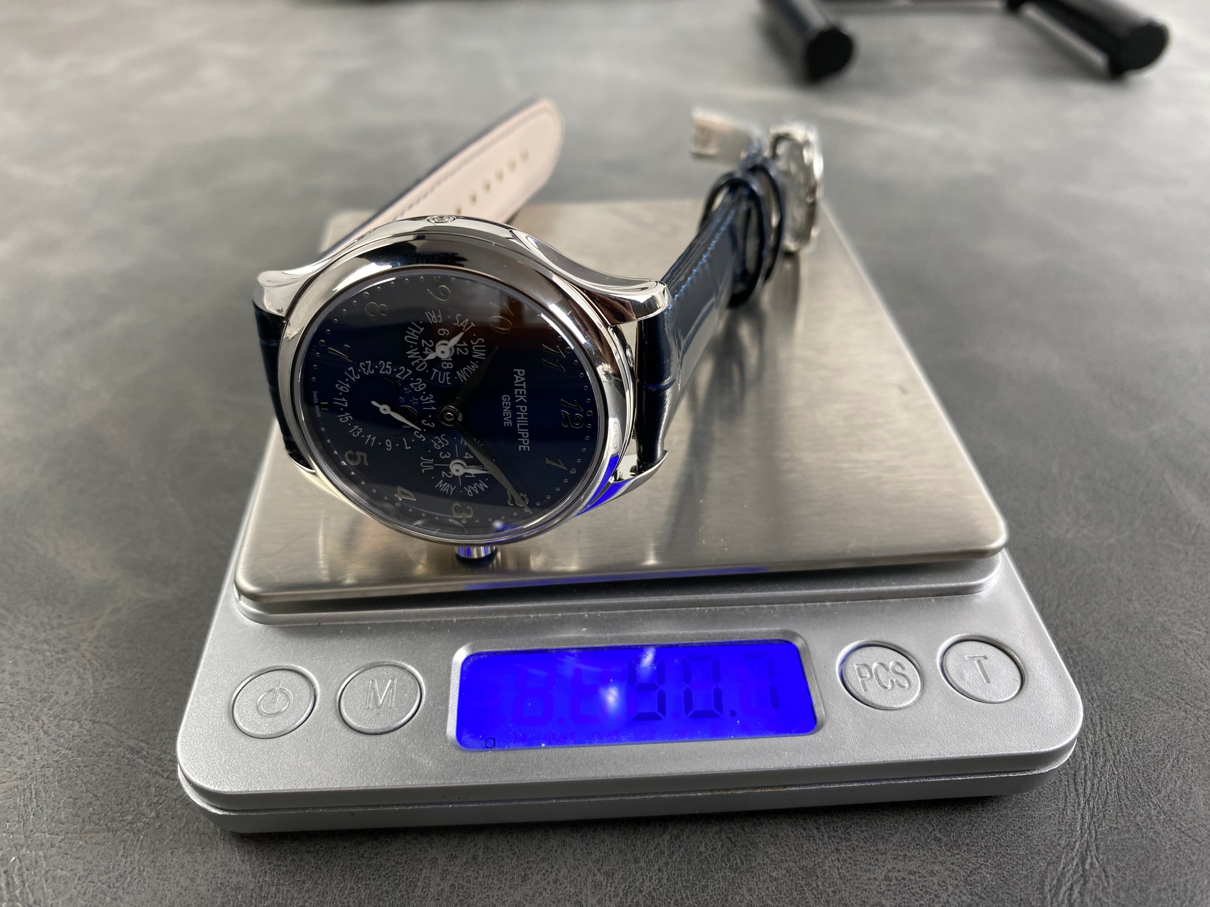 Patek Philippe Perpetual Calendar 39mm Blue Dial Blue Leather Strap