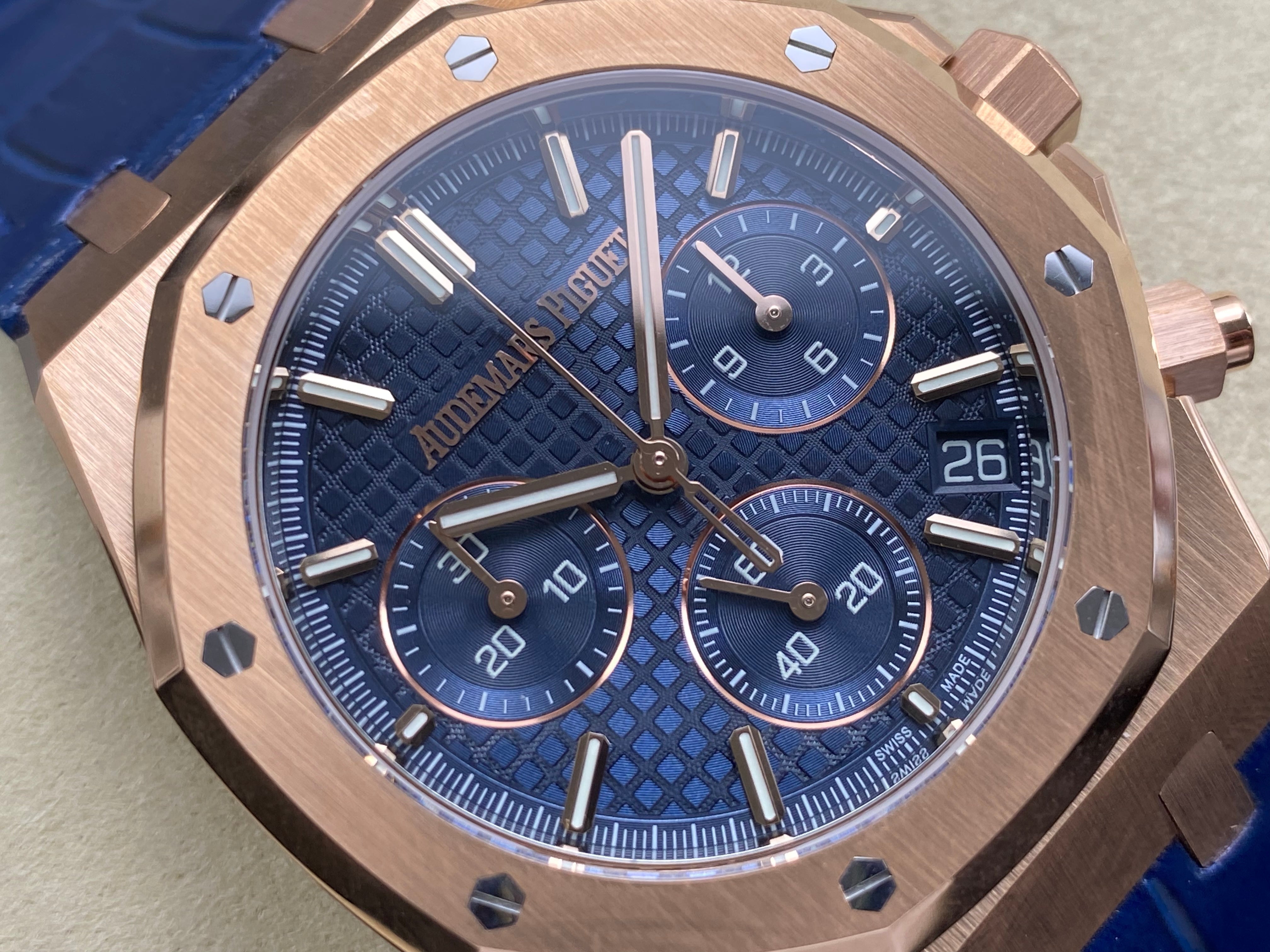 Audemars Piguet Royal Oak Chronograph 41mm Rose Gold Blue Dial
