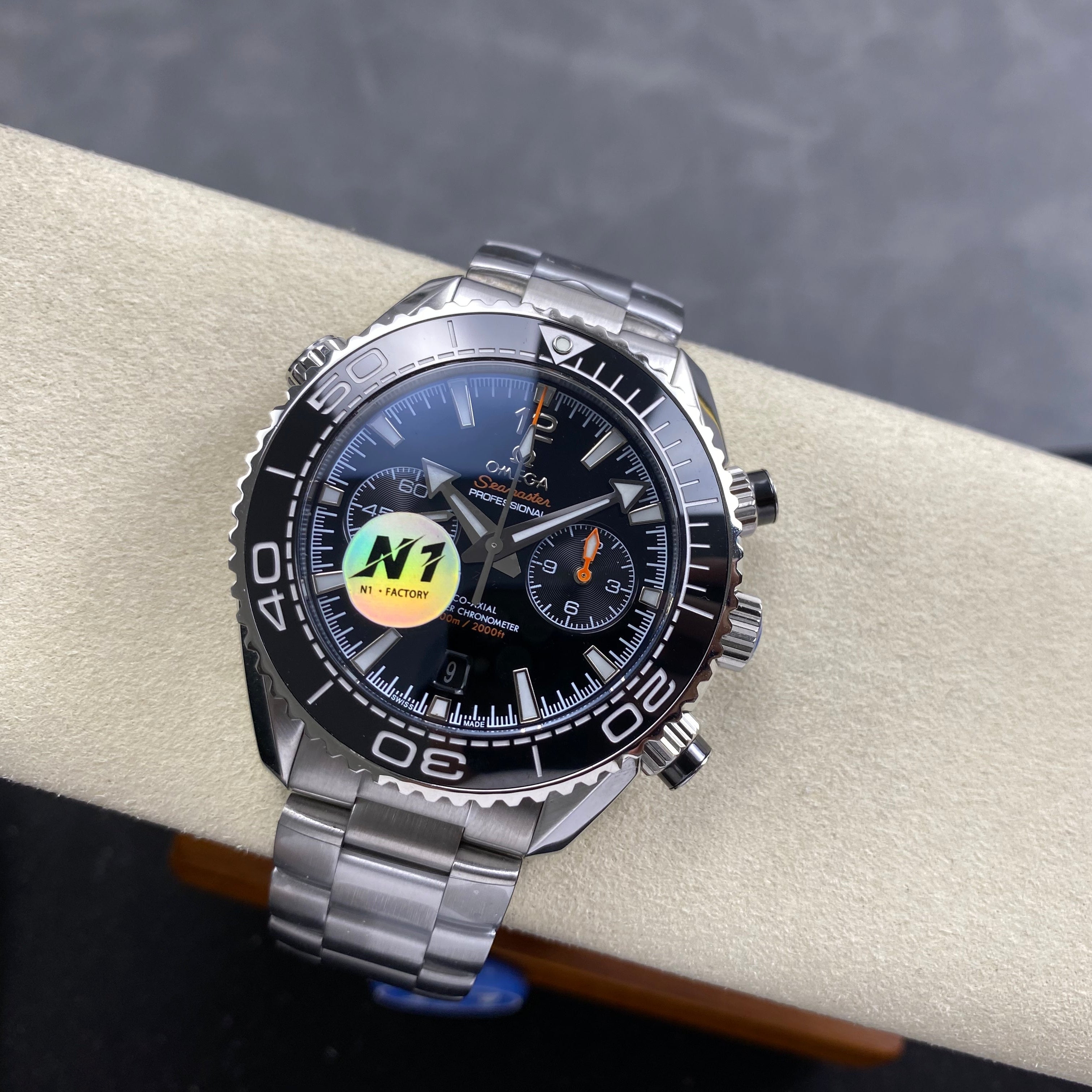 Omega Seamaster 46mm Black Dial Sliver Case Black Bezel Steel