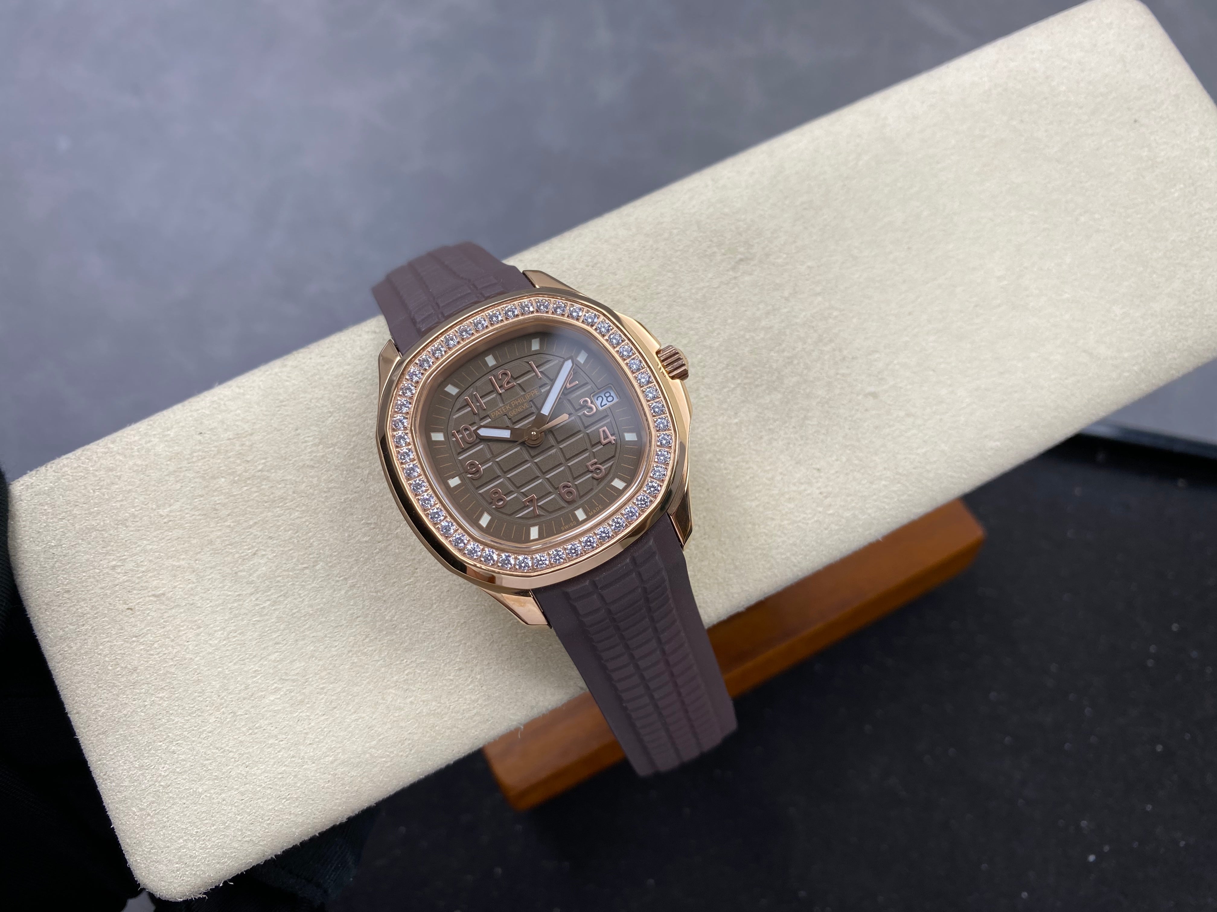 Patek Philippe Aquanaut 38.8mm Rose Gold Case Brown Rubber Strap