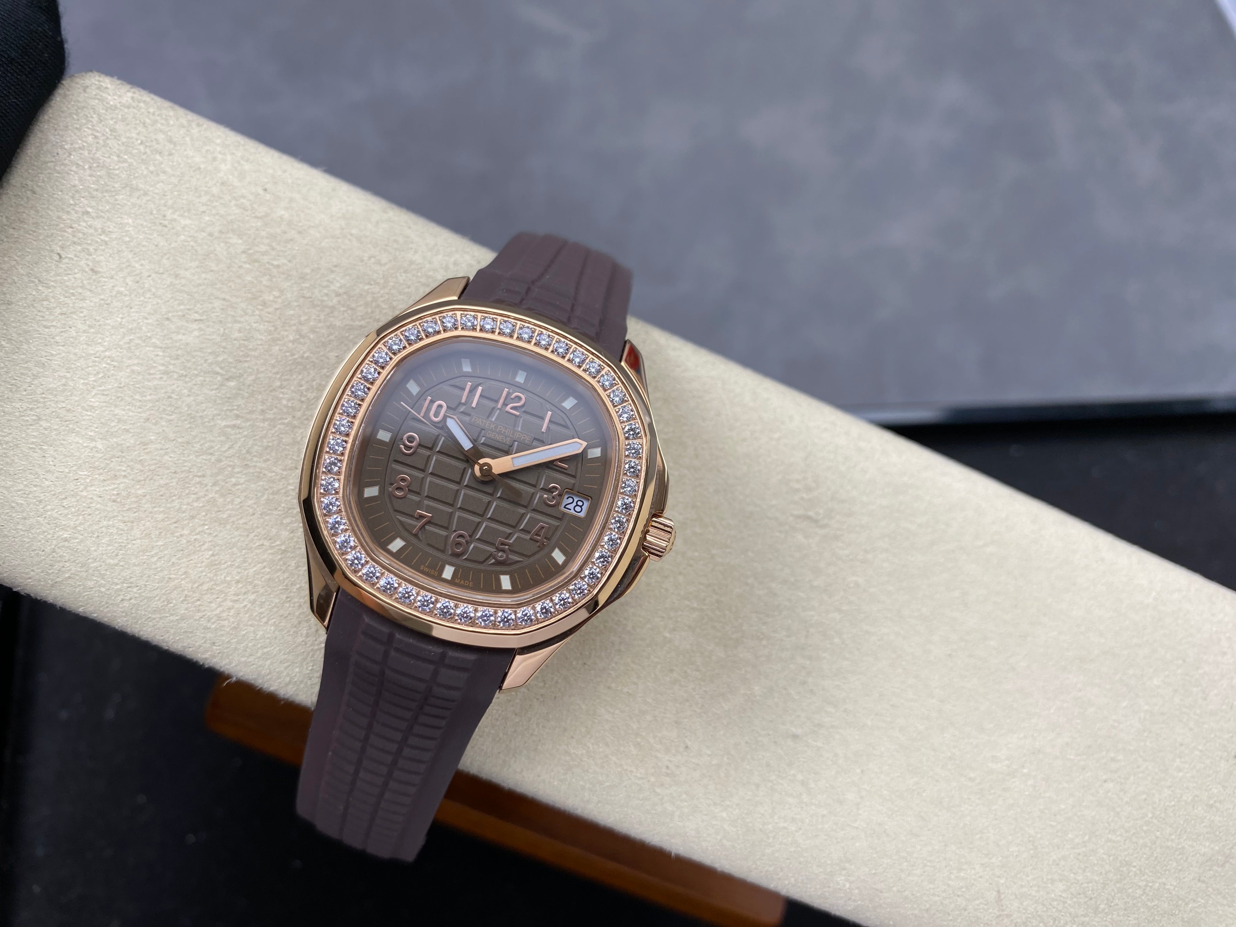 Patek Philippe Aquanaut 38.8mm Rose Gold Case Brown Rubber Strap