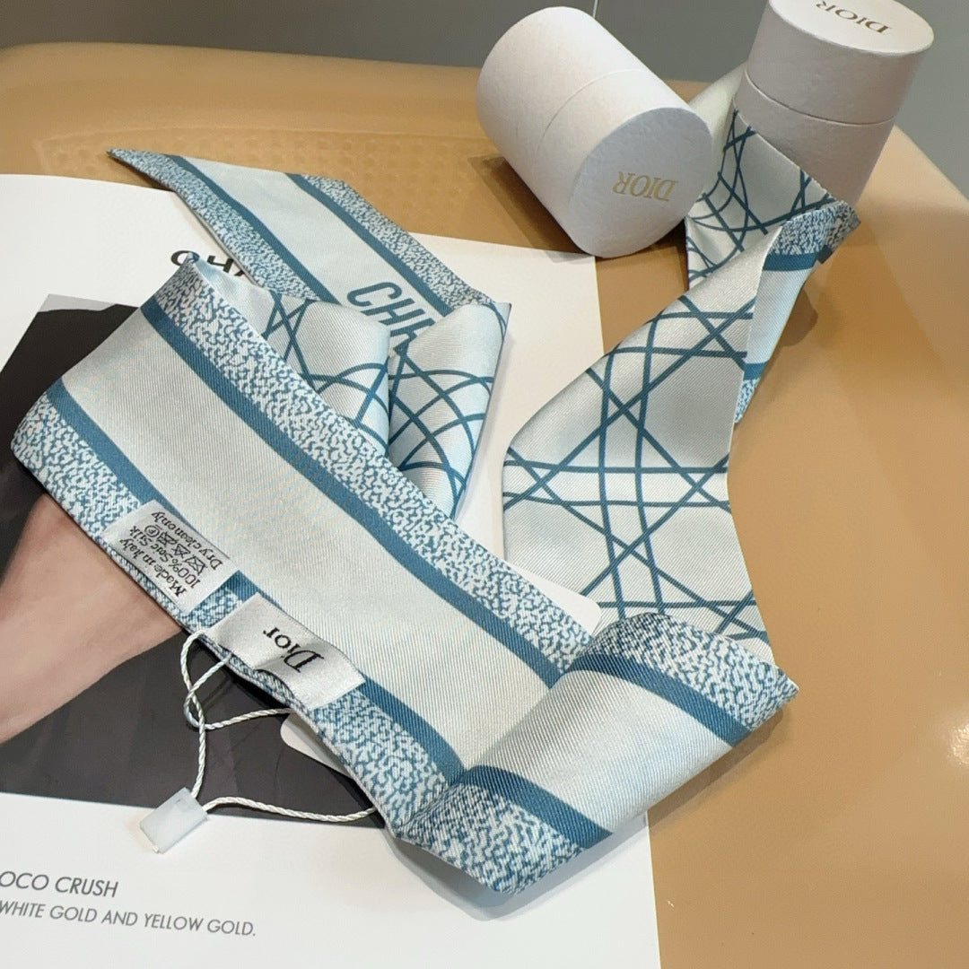 CD Twilly Mini Scarf 105cm  Light Blue Mulberry Silk 976506