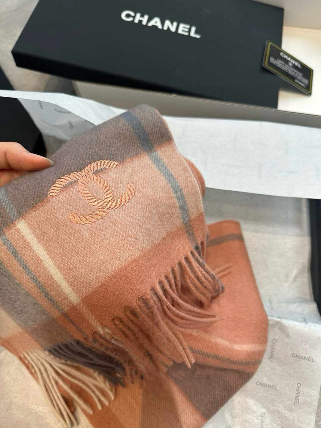 CC 25s Scarf 180cm Camel Brown Cashmere 973464