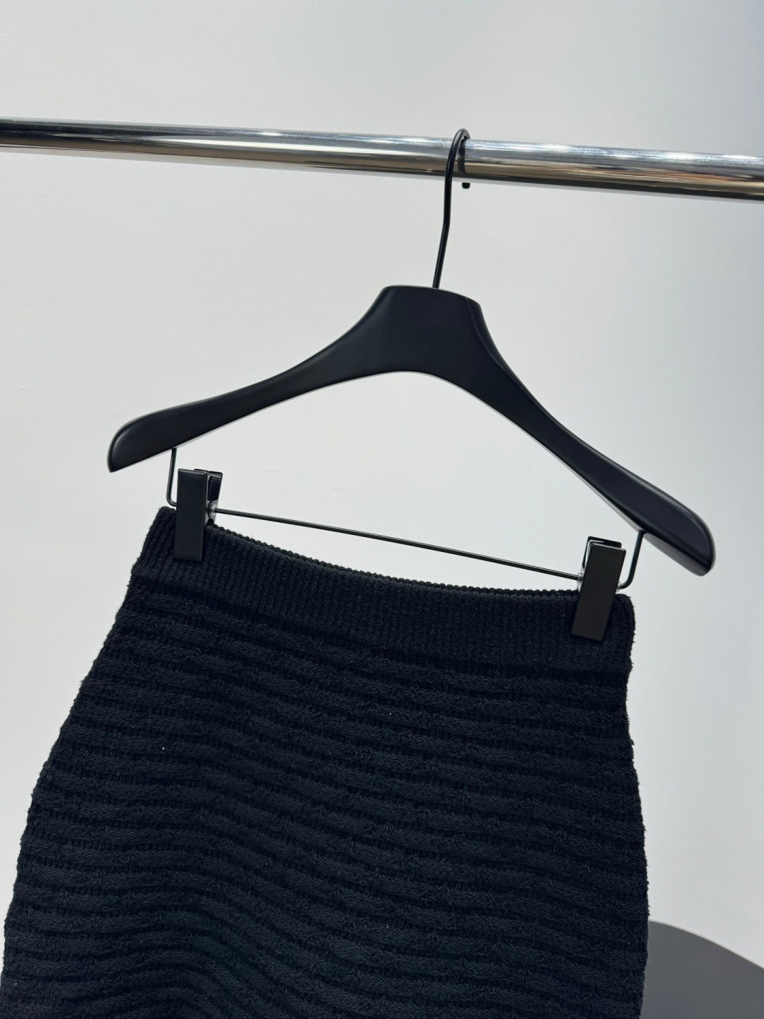 Chanel 2026 Crochet Knit Mini Skirt Black Wool