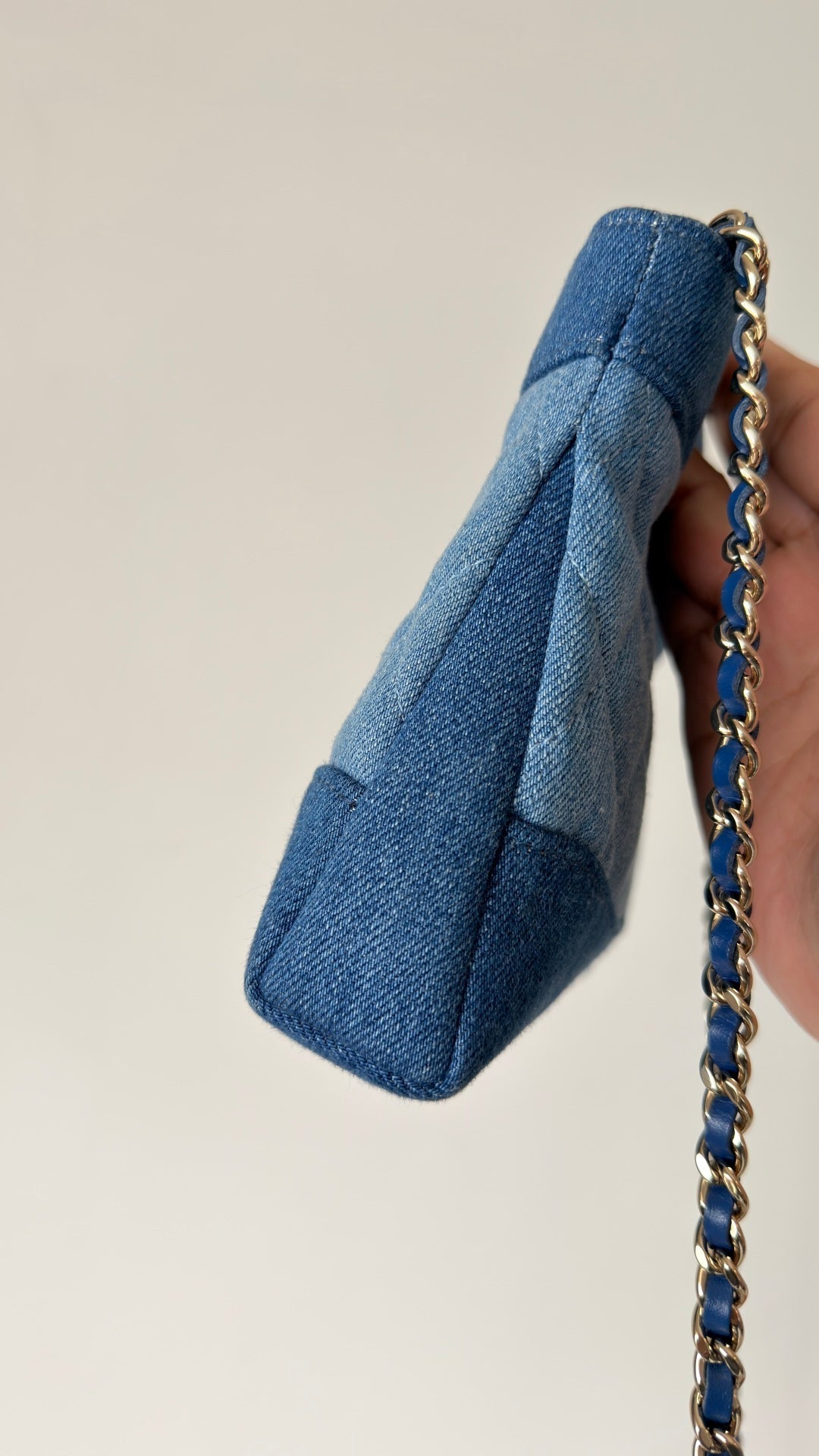 Chanel 26 Clutch 21 Blue Denim Gold Hardware