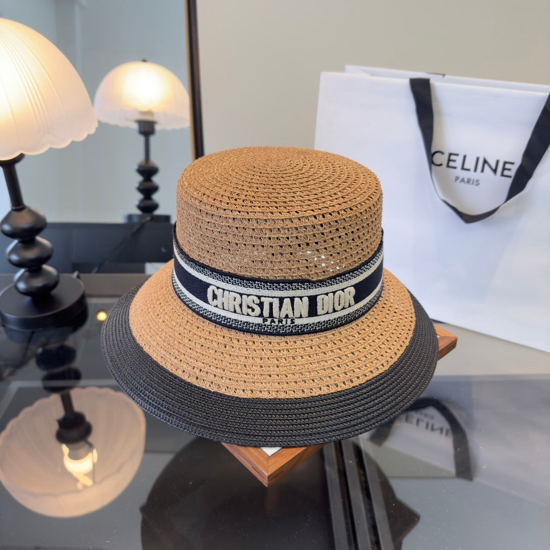 Dior D-Bobby Large Brim Straw Hat 360772