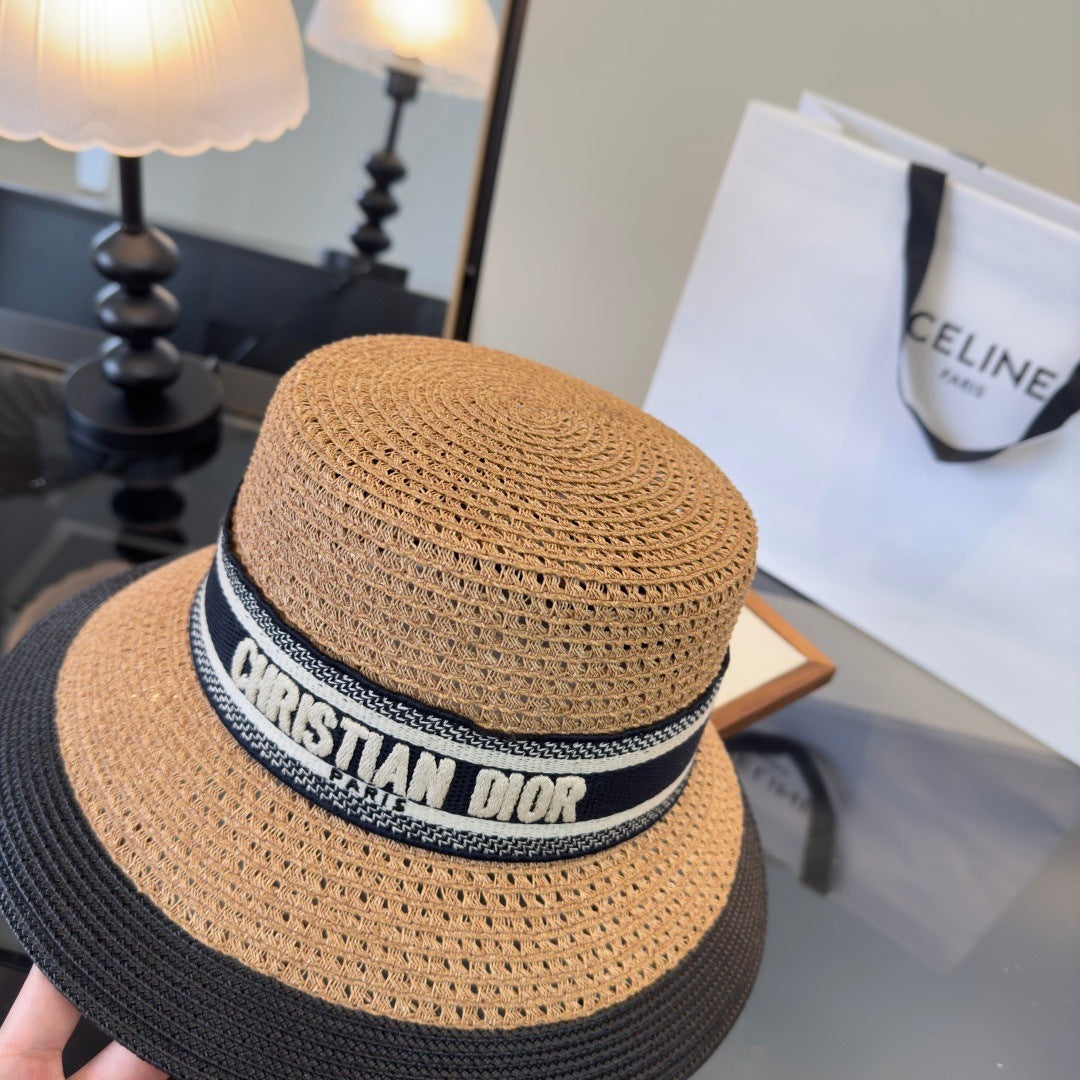 Dior D-Bobby Large Brim Straw Hat 360772