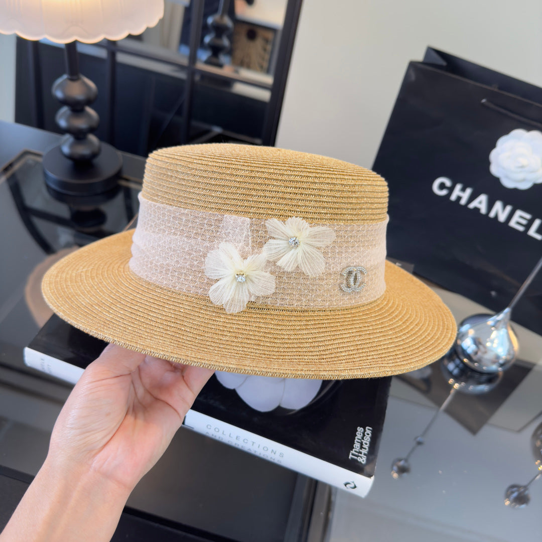 Chanel Lace Flower Straw Hat 323563