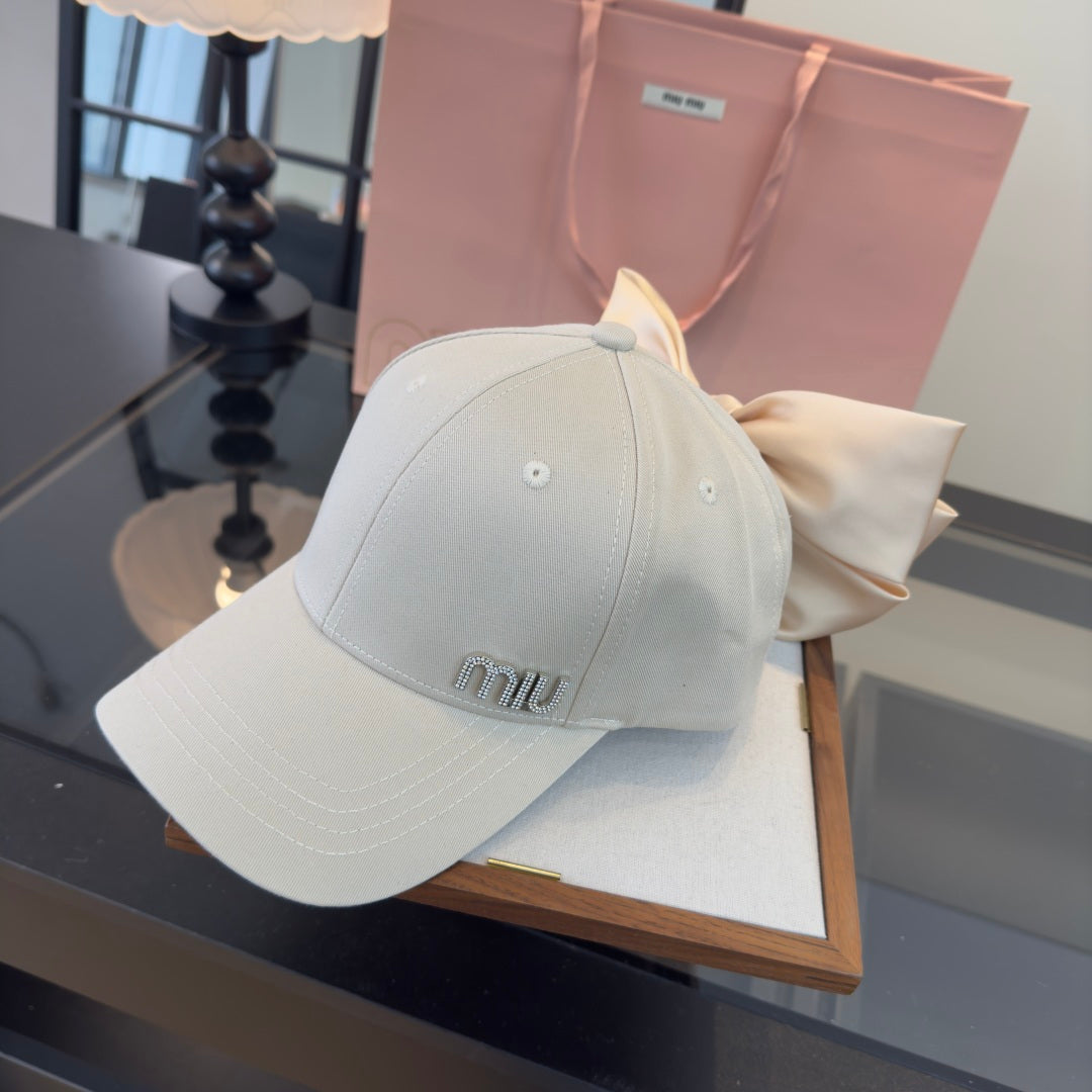 Miumiu Bow-tie Baseball Cap Cotton Fabric 343533