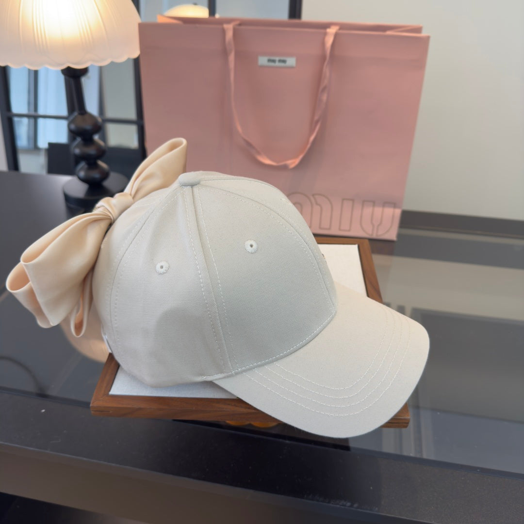 Miumiu Bow-tie Baseball Cap Cotton Fabric 343533