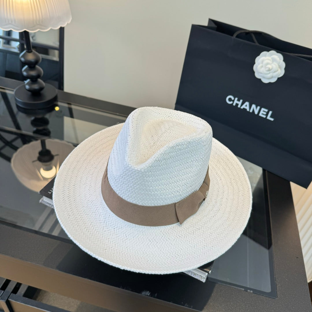 Chanel Straw Hat With Ribbon 360781
