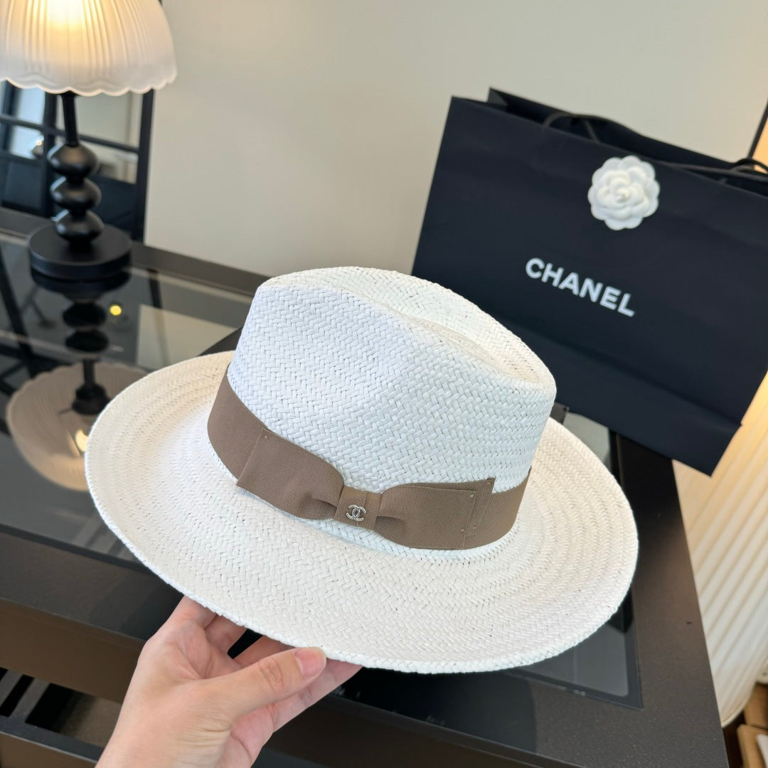 Chanel Straw Hat With Ribbon 360781