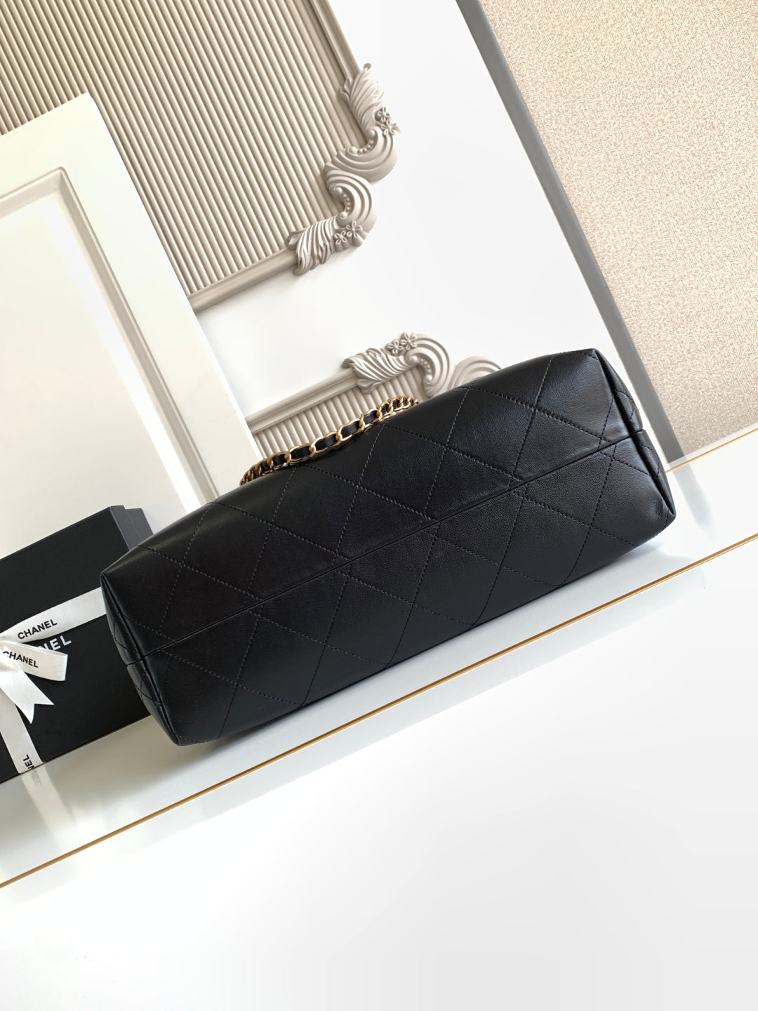 Chanel 2026 Stitched Shopping Bag 36cm Black Suede Calfskin 348237
