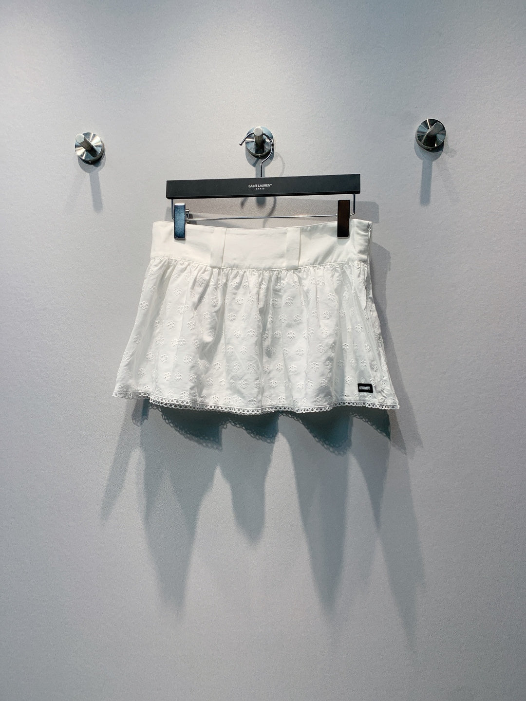 MiuMiu 2026 White Lace Mini Skirt 400393