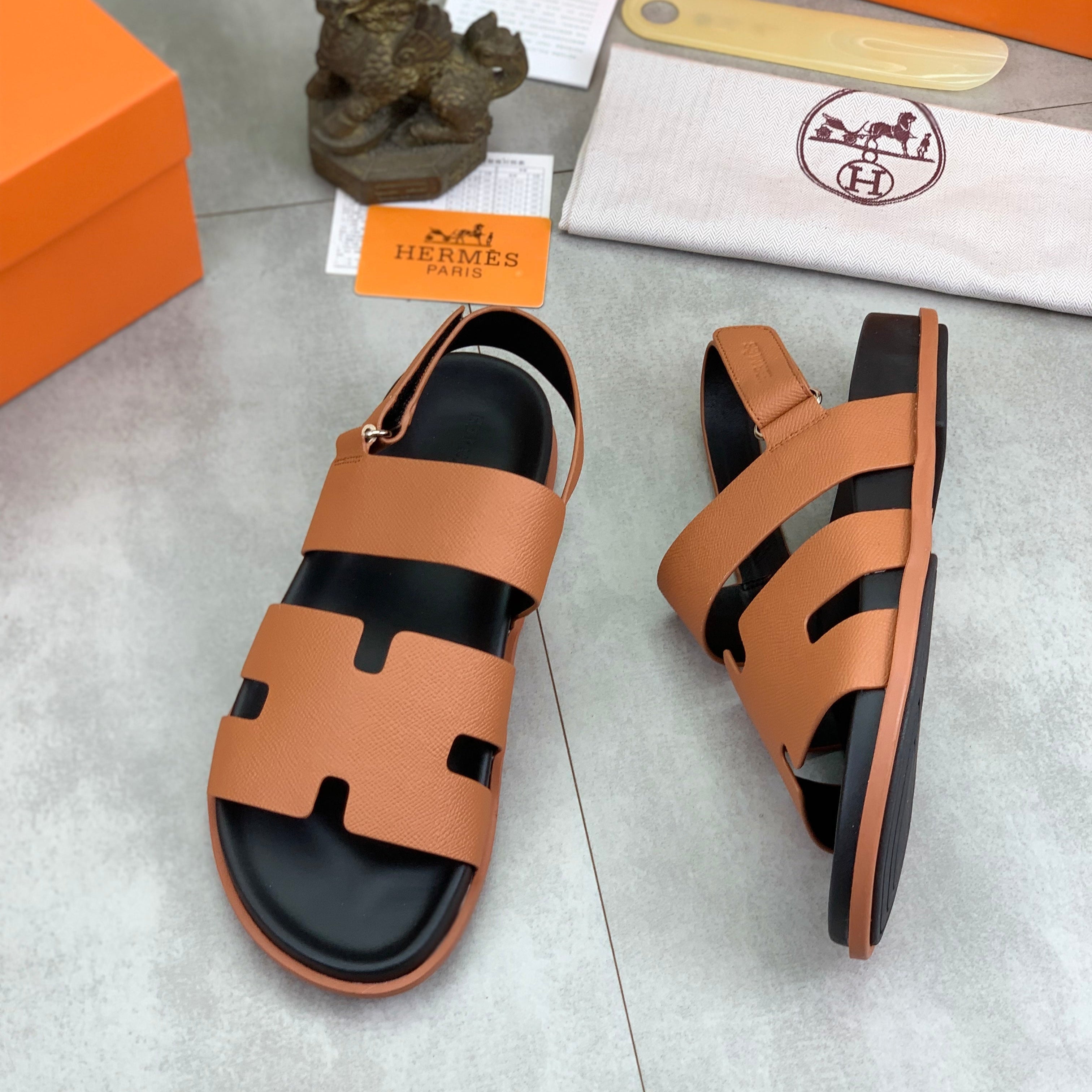 HM Men's Genius Sandals Brown Calfskin 645505