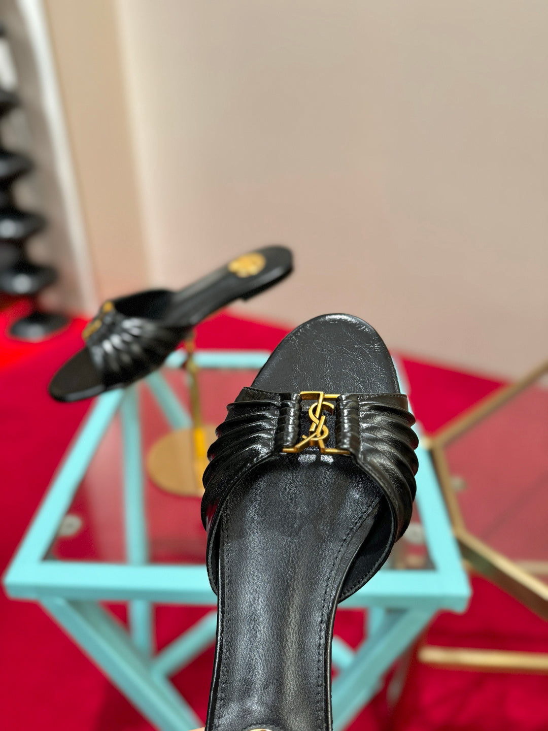 YSL 2026 Mule Sandal Calfskin With Gold Logo 925308