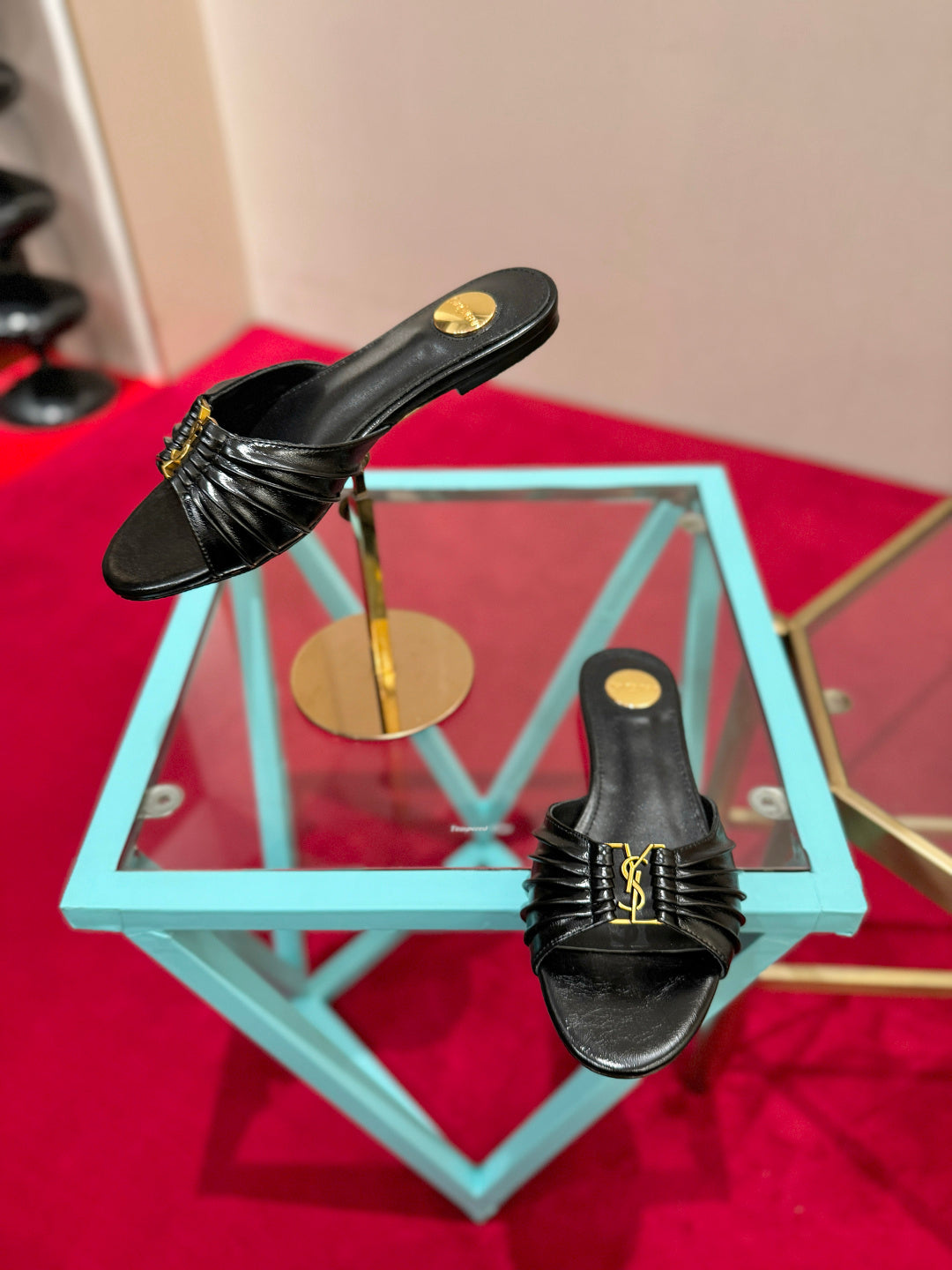 YSL 2026 Mule Sandal Calfskin With Gold Logo 925308