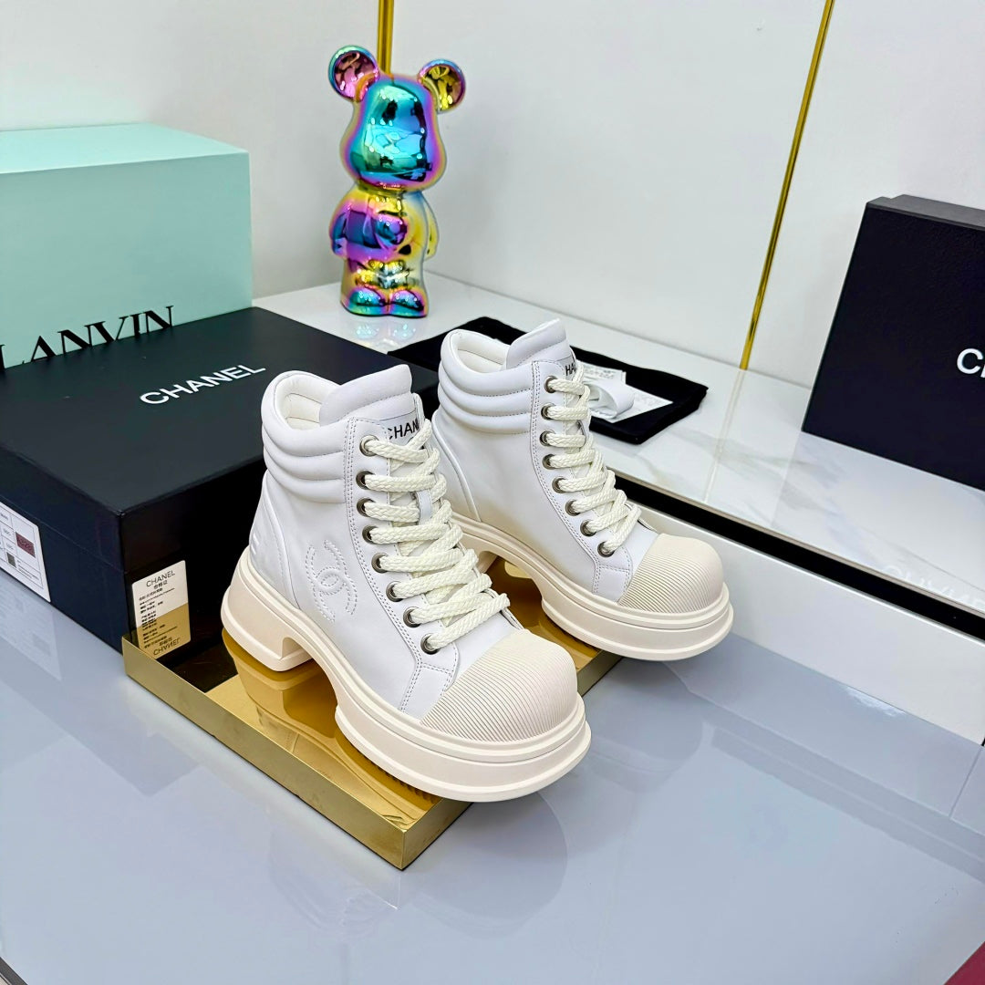 Chanel 2025 High-Top Sneakers White Cowhide 469787