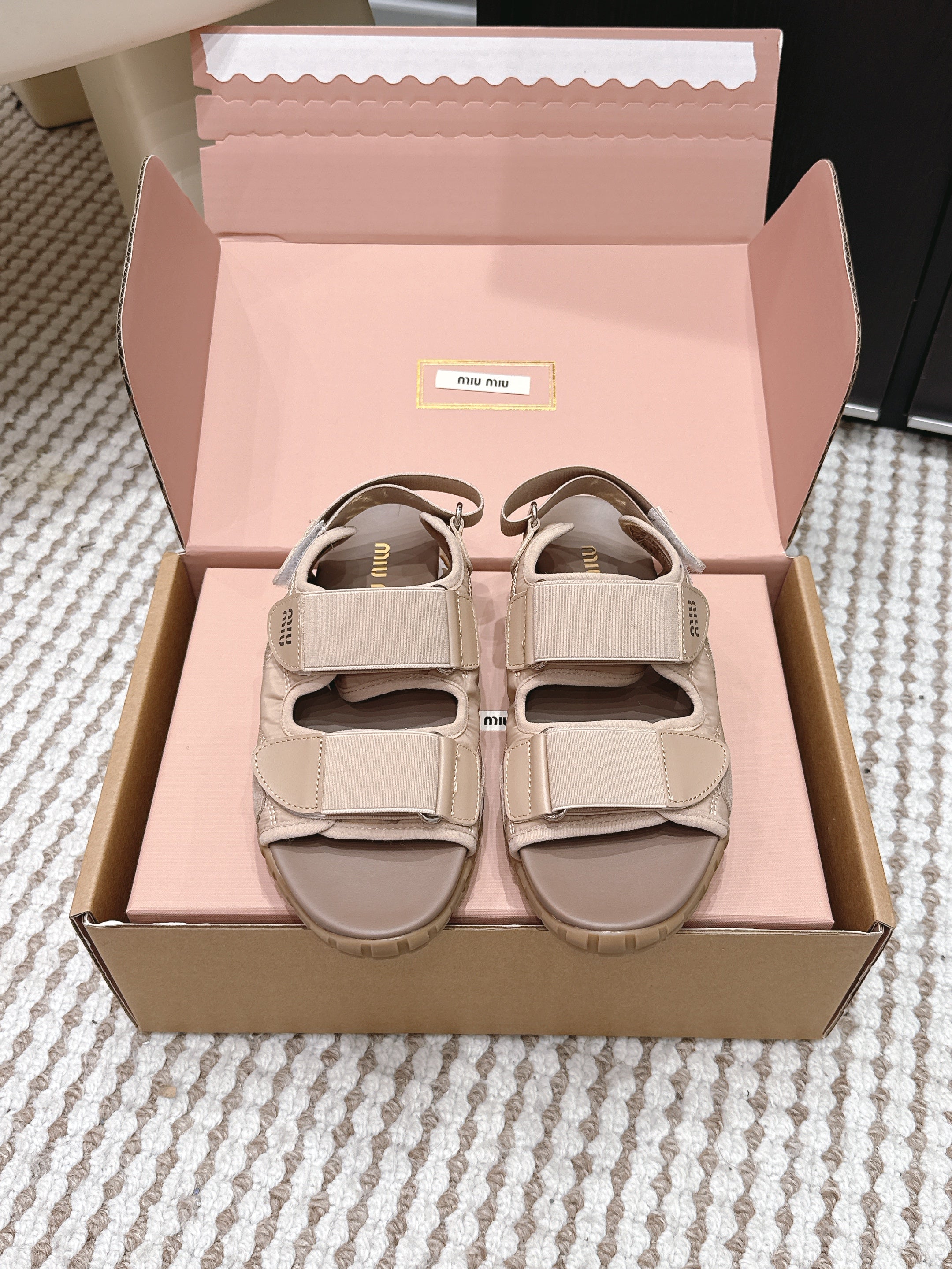 MIU 26 Platform Sandals Light Brown Leather 632331