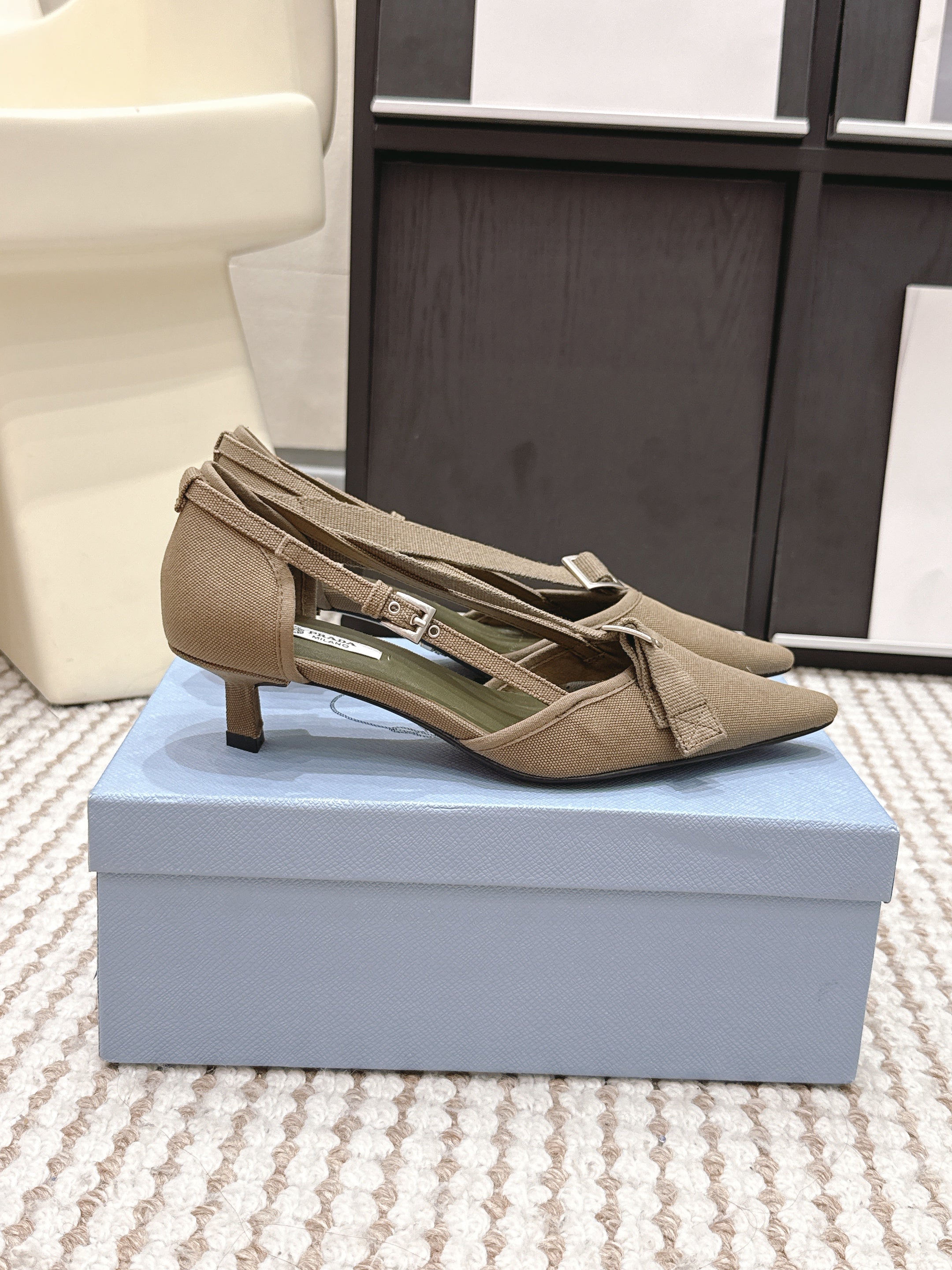 PRA 2026S High Heel Pump 45 Taupe Canvas 658333