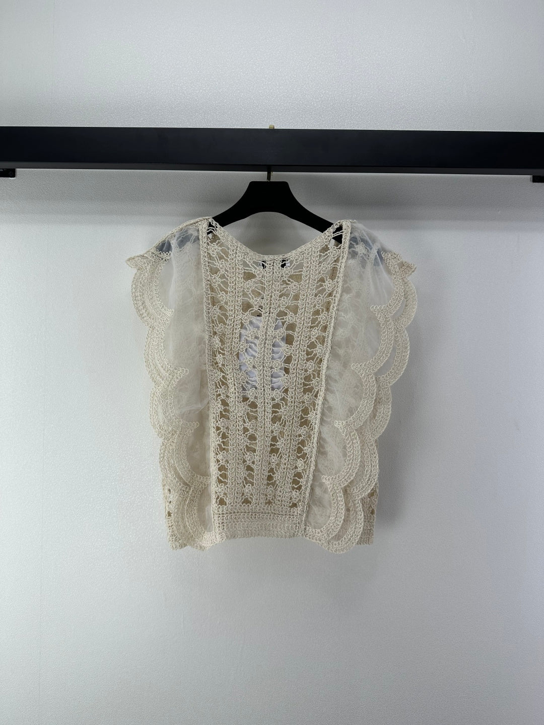 Chanel 2026 Crocheted Lace Vest Cream Tencel Wool 362357