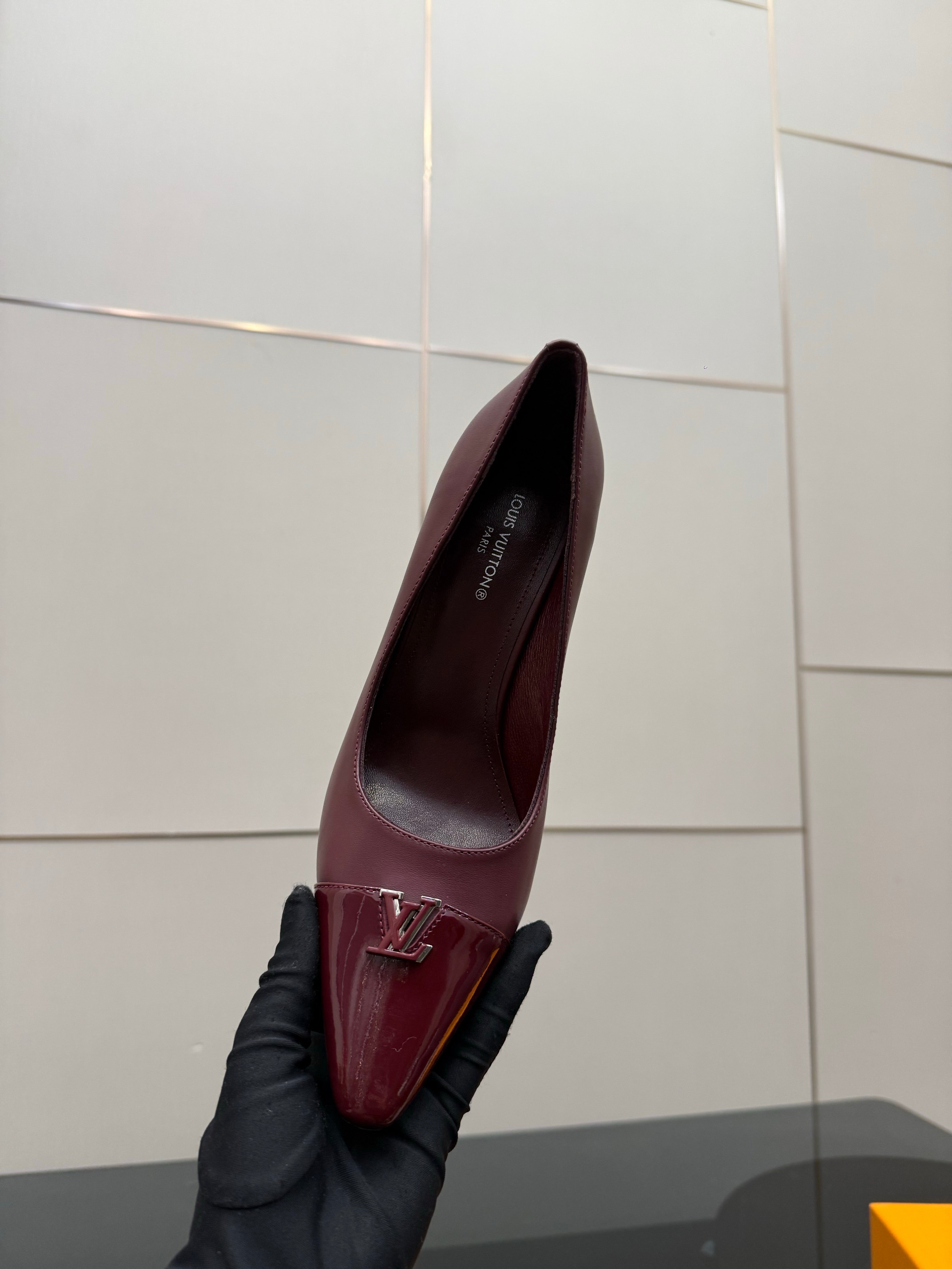 LV 26ss Heel Pump 90 Burgundy Patent Leather 629626