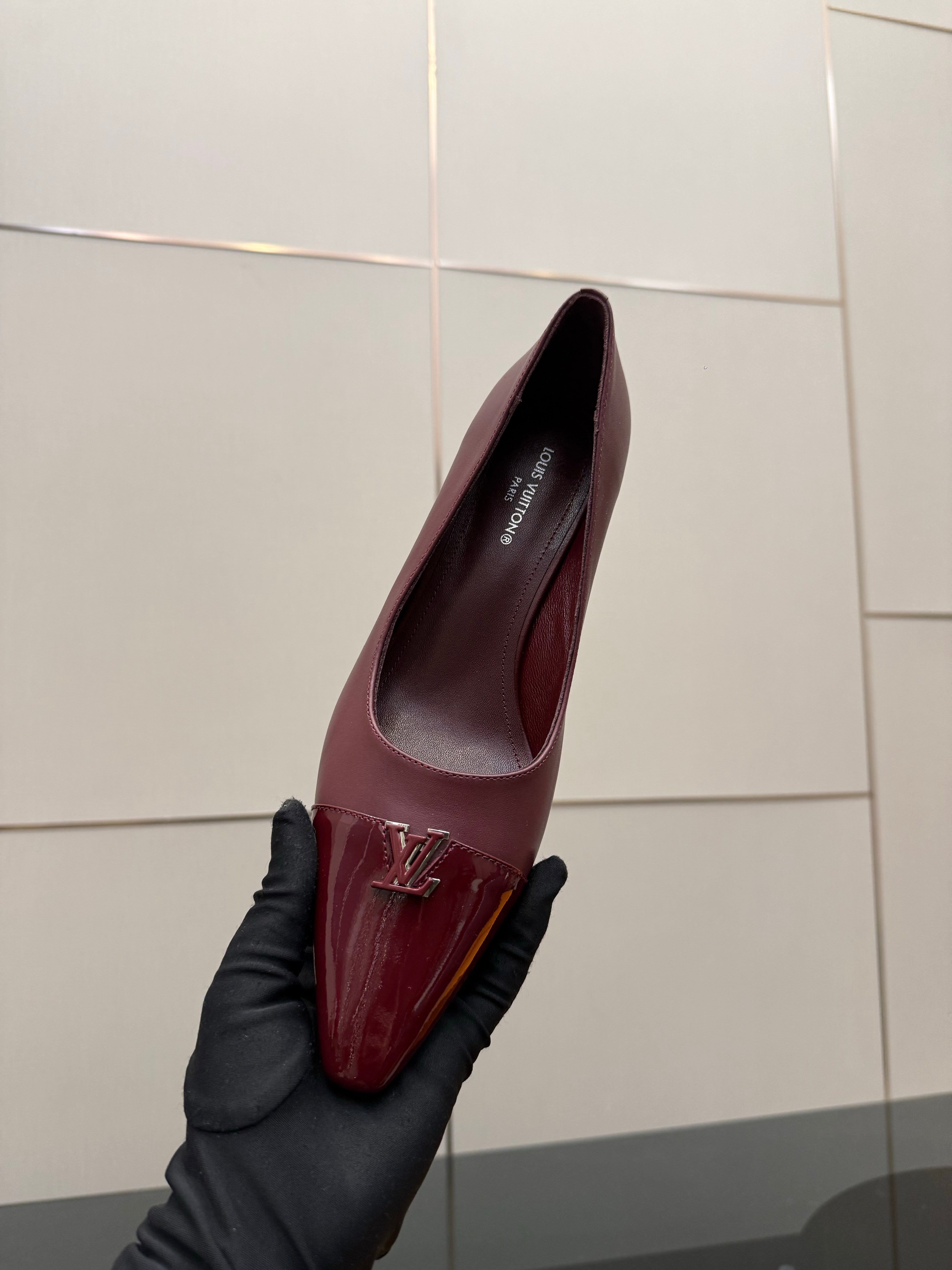 LV 26ss Heel Pump 55 Burgundy Patent Leather 629627