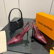 LV 26ss Slingback 90 Burgundy  Patent Leather 629634