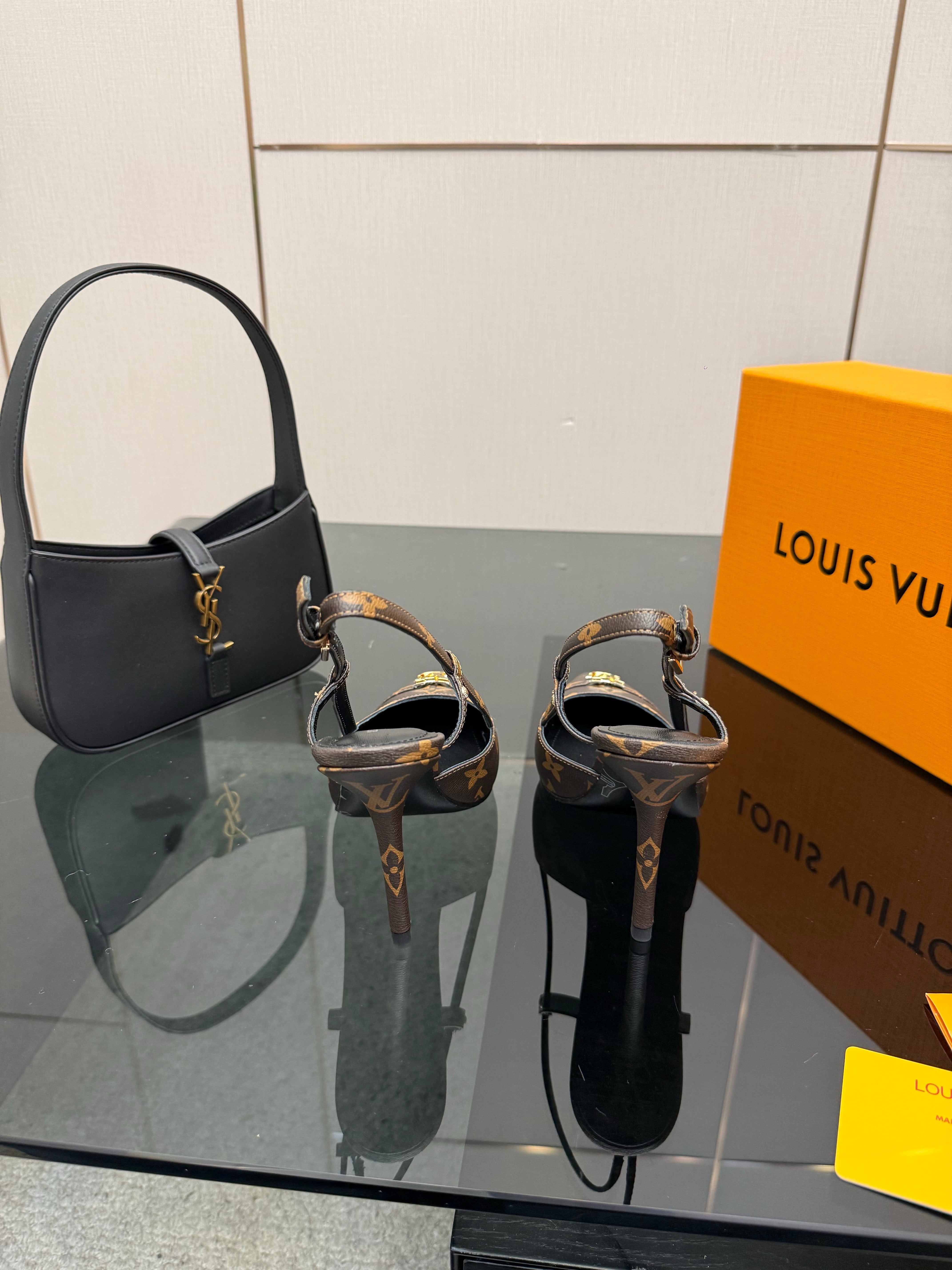 LV 26ss Slingback 90 Brown Monogram Calfskin 629640